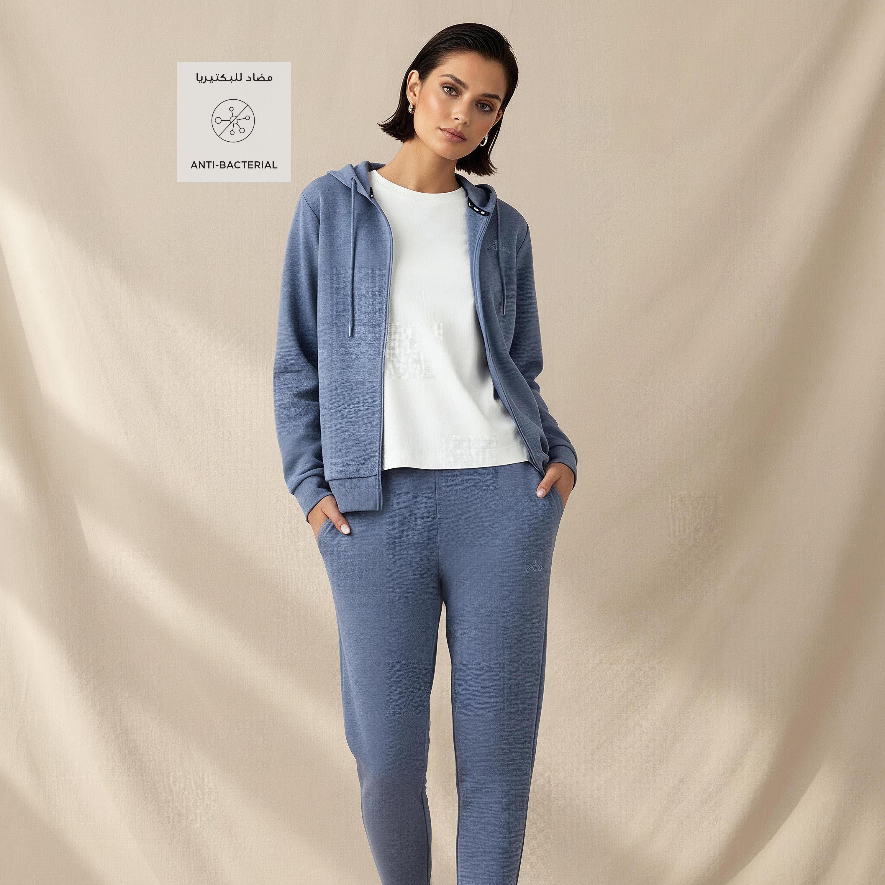 سويت شيرت بقبعة وسحاب إغلاق للنساء من كابا-women-clothing-coordsets-image-4