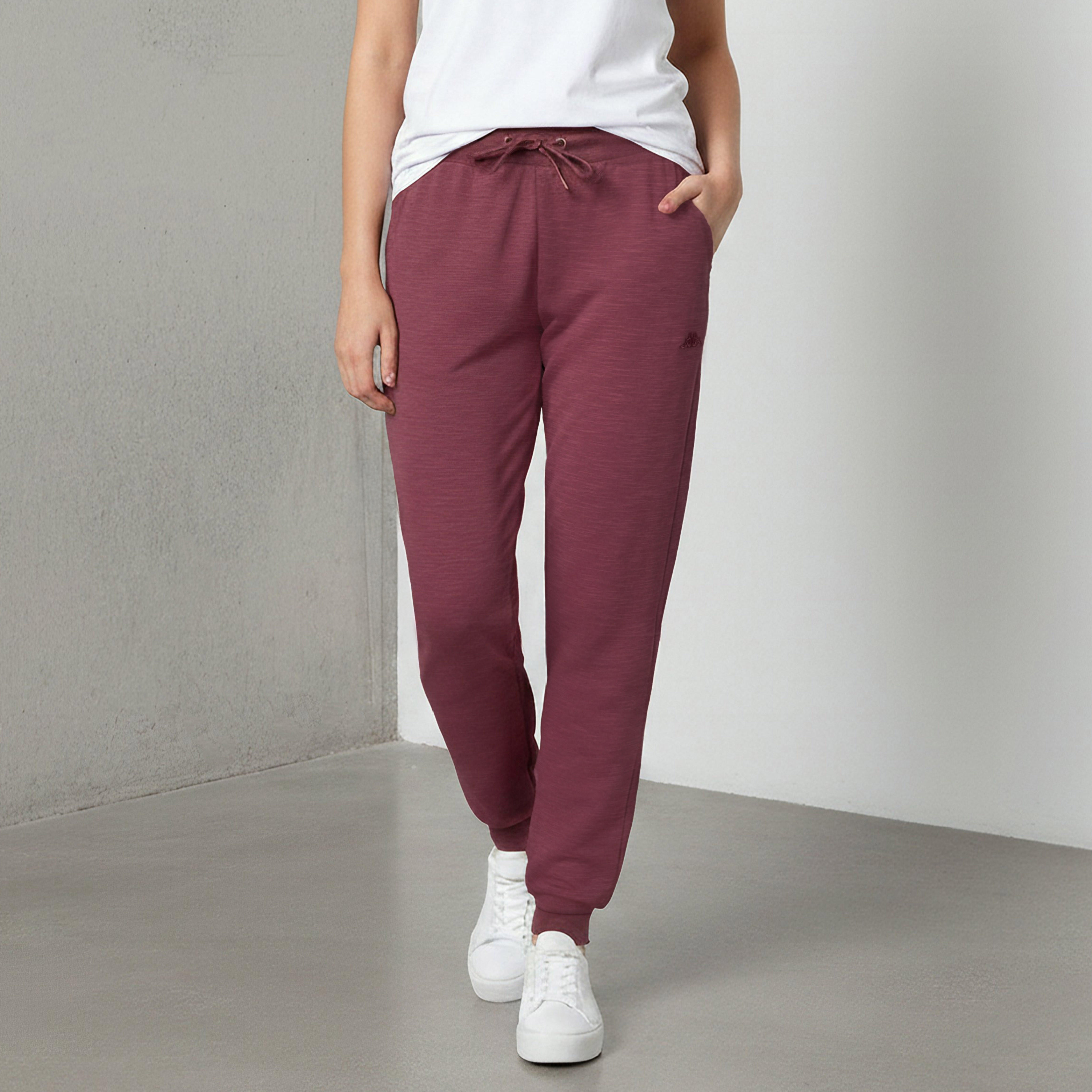بنطلون رياضي بقصة عادية وجيوب وتطريز شعار من كابا-women-clothing-bottoms-joggers-image-1
