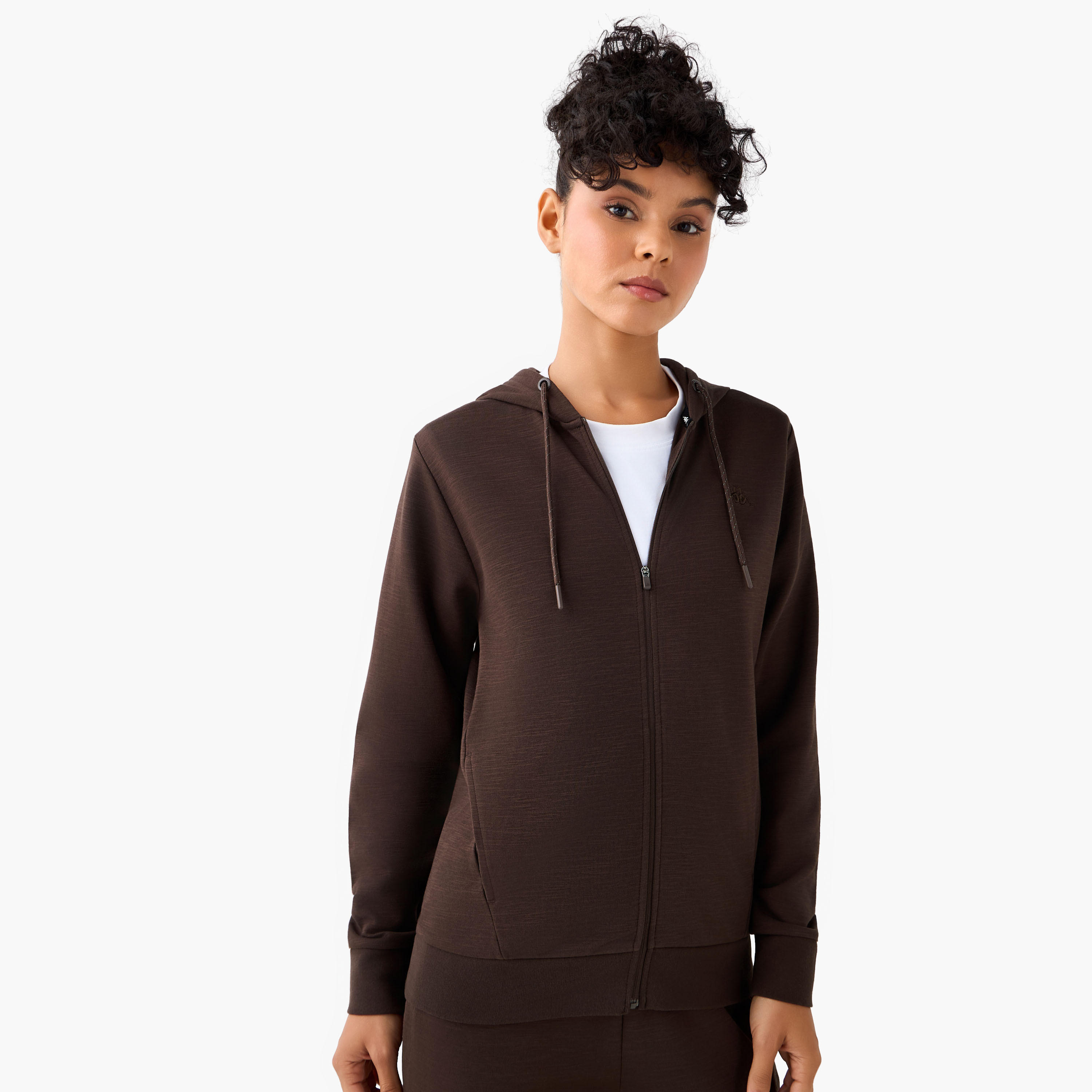 هودي بتفاصيل شعار وسحاب وأكمام طويلة للنساء من كابا-women-clothing-sportswearandactivewear-hoodiesandsweatshirts-image-3