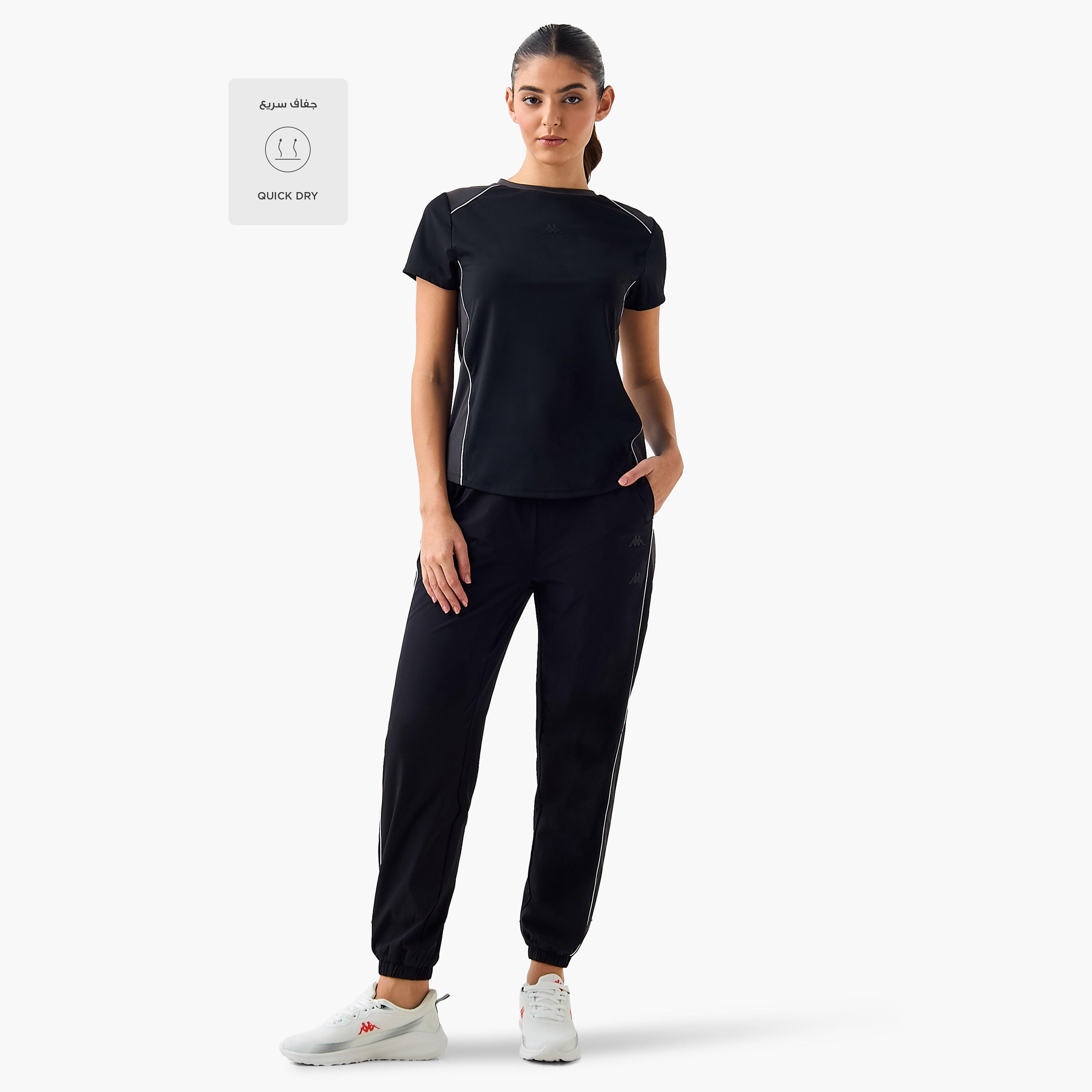 Kappa Women Cut and Sew Piping Accent T-shirt-women-clothing-tshirts-image-2