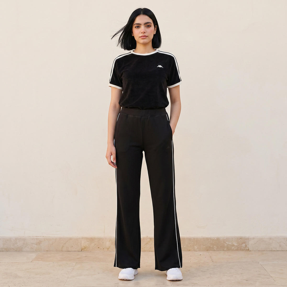 بنطلون مضلع واسع الساقين يتمدد في اتجاهين من كابا-women-clothing-bottoms-joggers-image-3