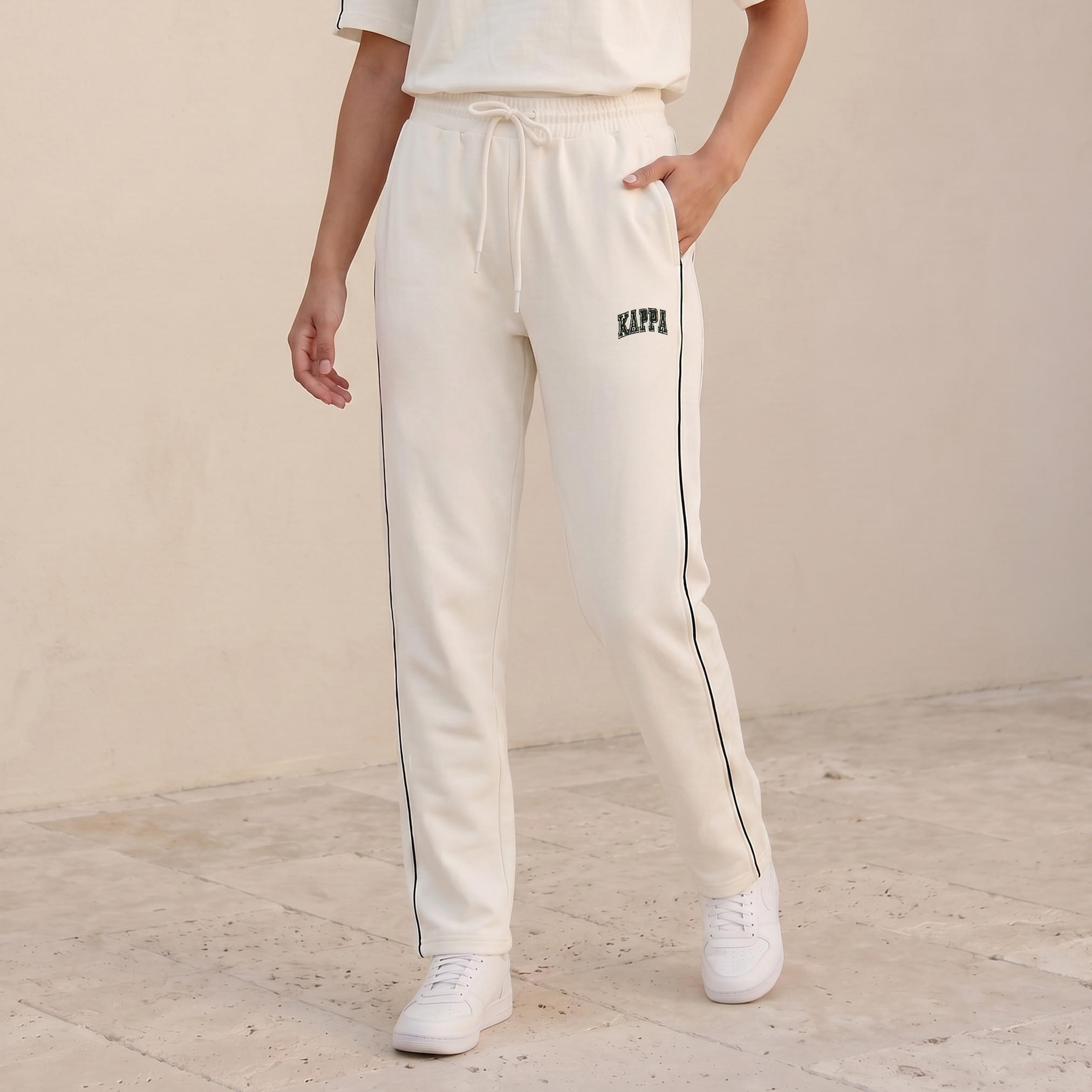 بنطلون رياضي مطاطي بخيوط بارزة من كابا-women-clothing-bottoms-joggers-image-1