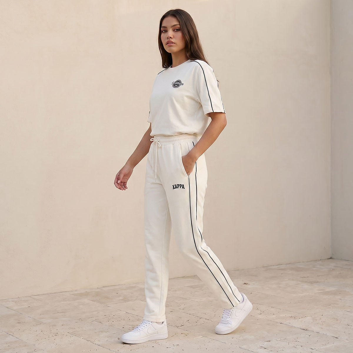 بنطلون رياضي مطاطي بخيوط بارزة من كابا-women-clothing-bottoms-joggers-image-3