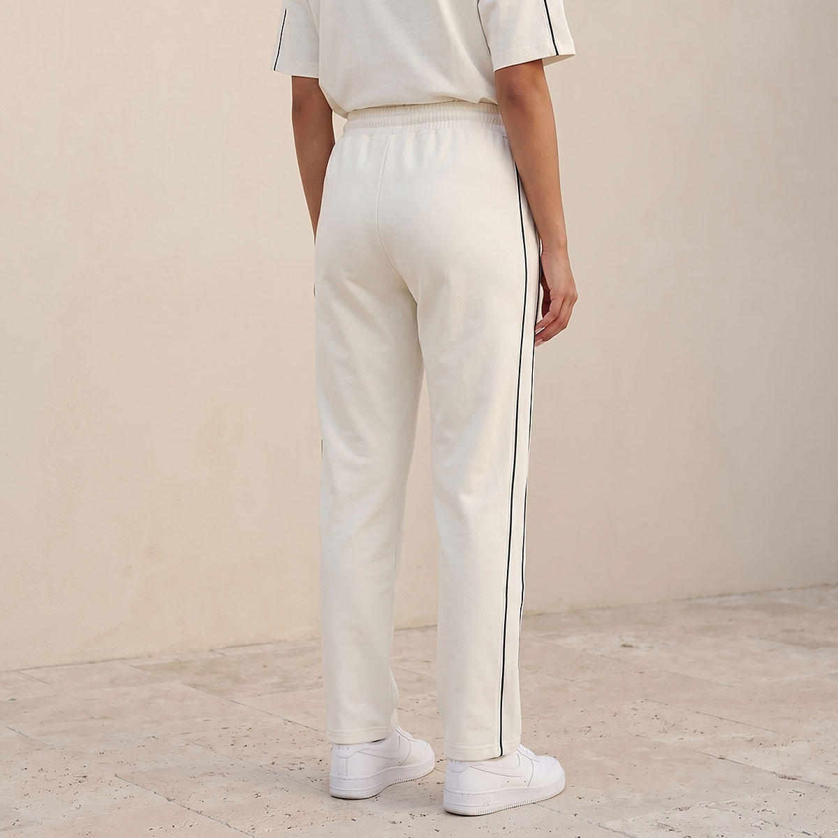 بنطلون رياضي مطاطي بخيوط بارزة من كابا-women-clothing-bottoms-joggers-image-4