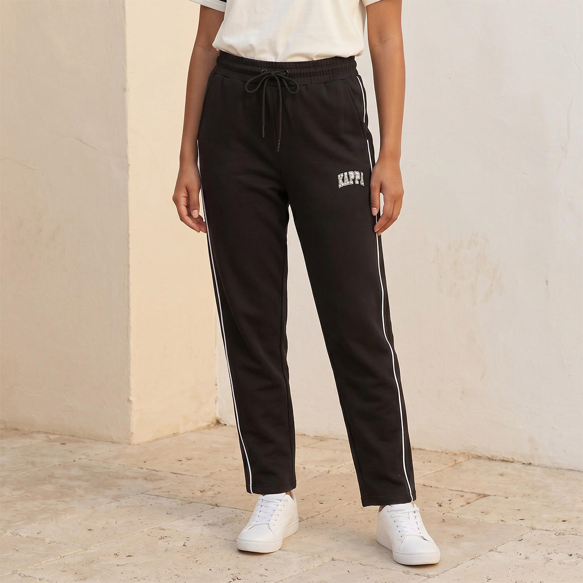 بنطلون رياضي مطاطي بخيوط بارزة من كابا-women-clothing-bottoms-joggers-image-1