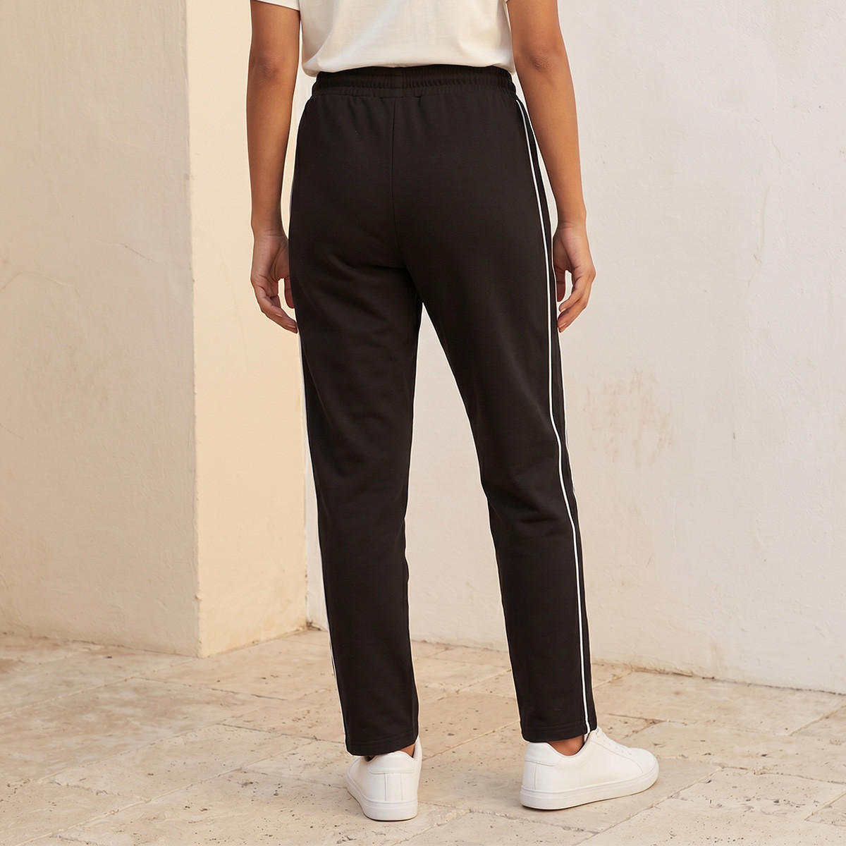 بنطلون رياضي مطاطي بخيوط بارزة من كابا-women-clothing-bottoms-joggers-image-4
