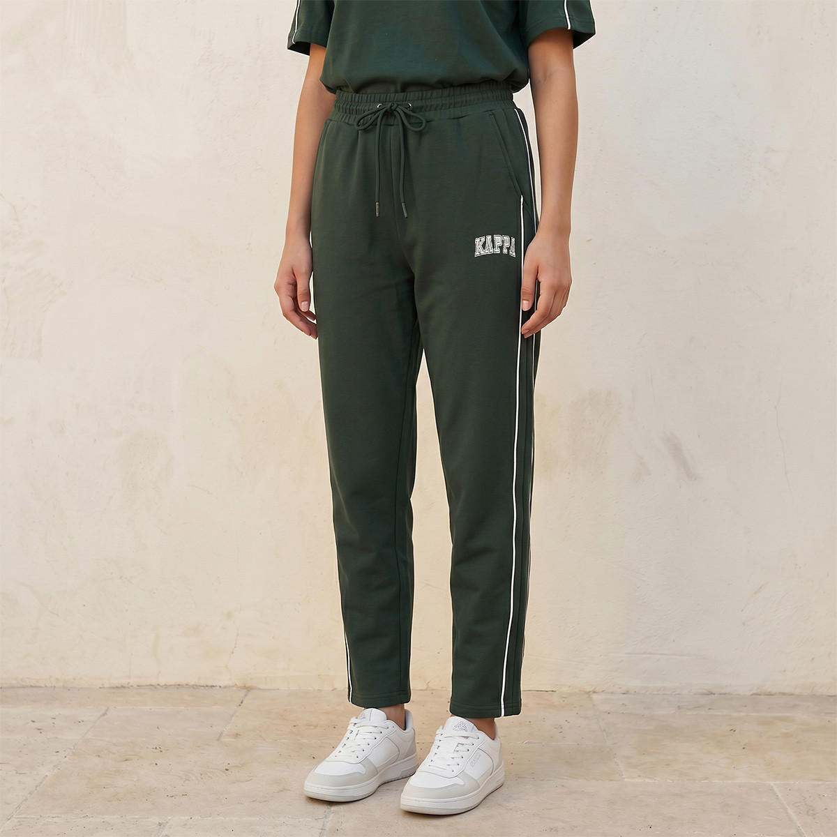 بنطلون رياضي مطاطي بخيوط بارزة من كابا-women-clothing-bottoms-joggers-image-1