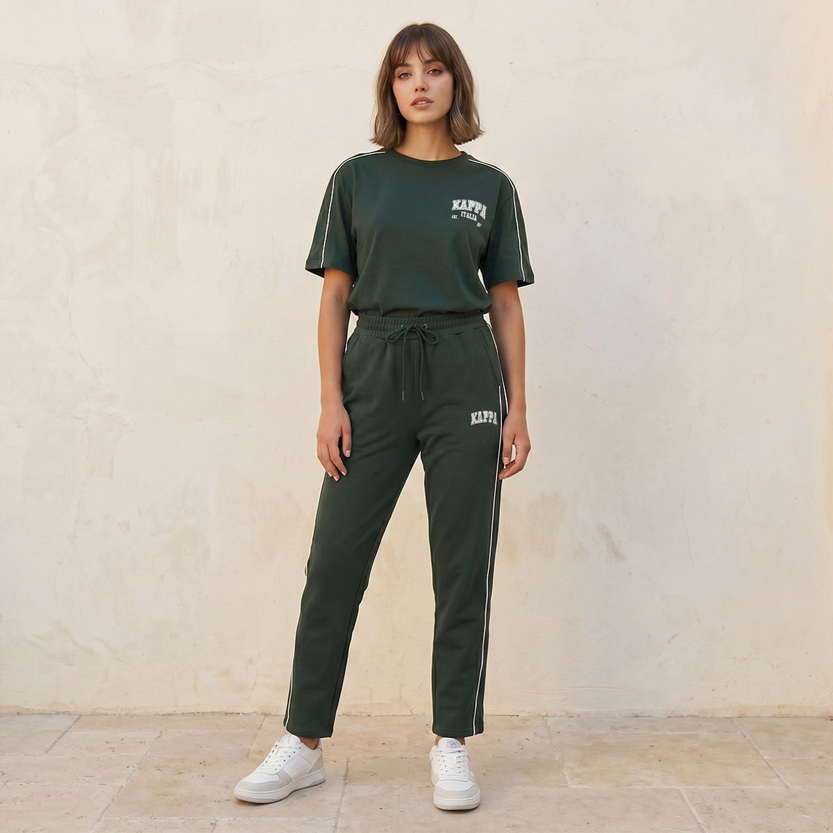 بنطلون رياضي مطاطي بخيوط بارزة من كابا-women-clothing-bottoms-joggers-image-3