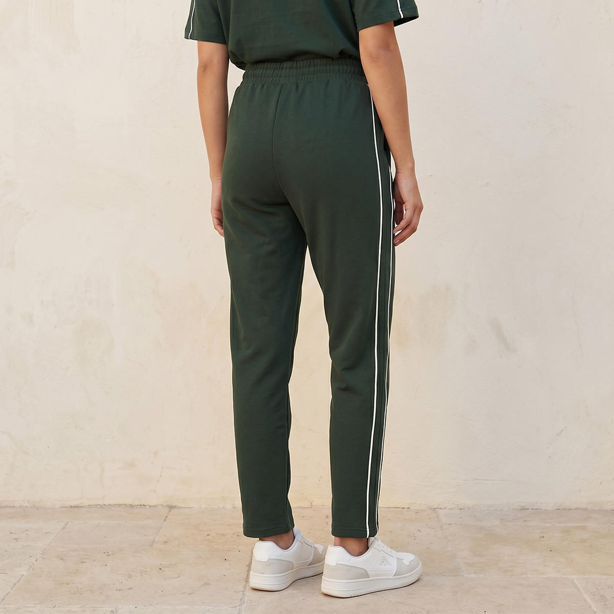 بنطلون رياضي مطاطي بخيوط بارزة من كابا-women-clothing-bottoms-joggers-image-4
