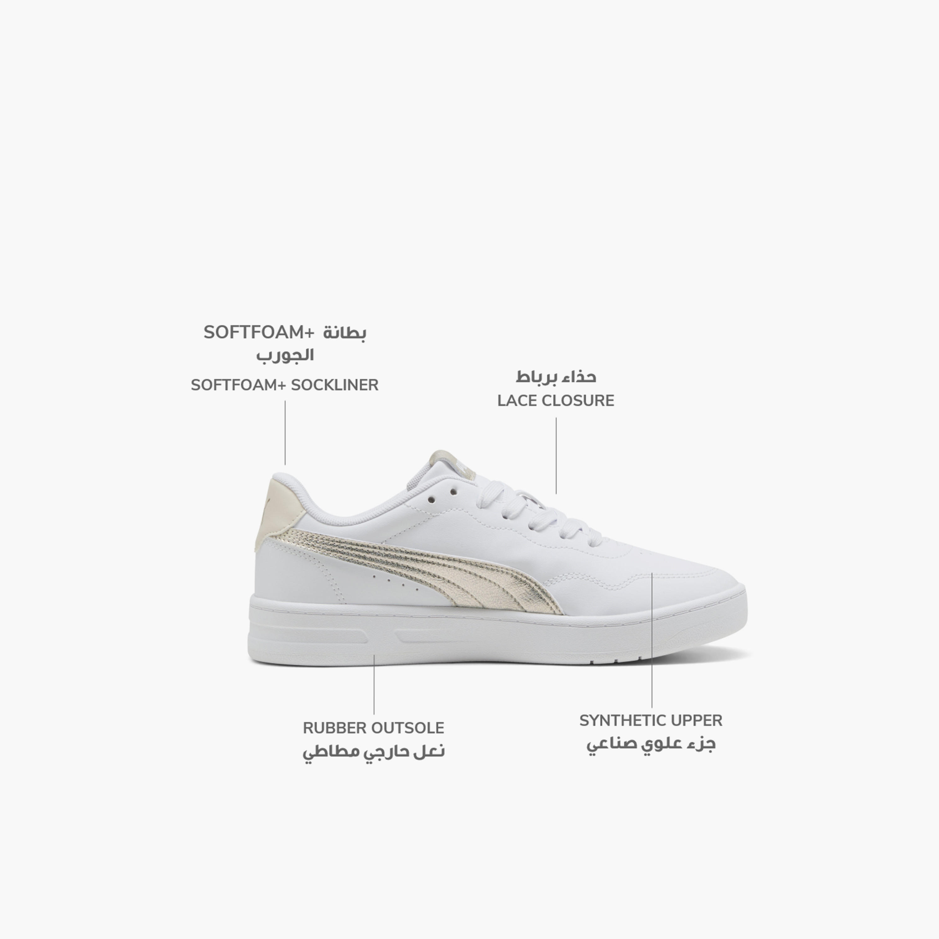Puma Women Court Lally Metallic Whisper Lace-Up Low Ankle Sneakers-women-shoes-sneakers-image-2