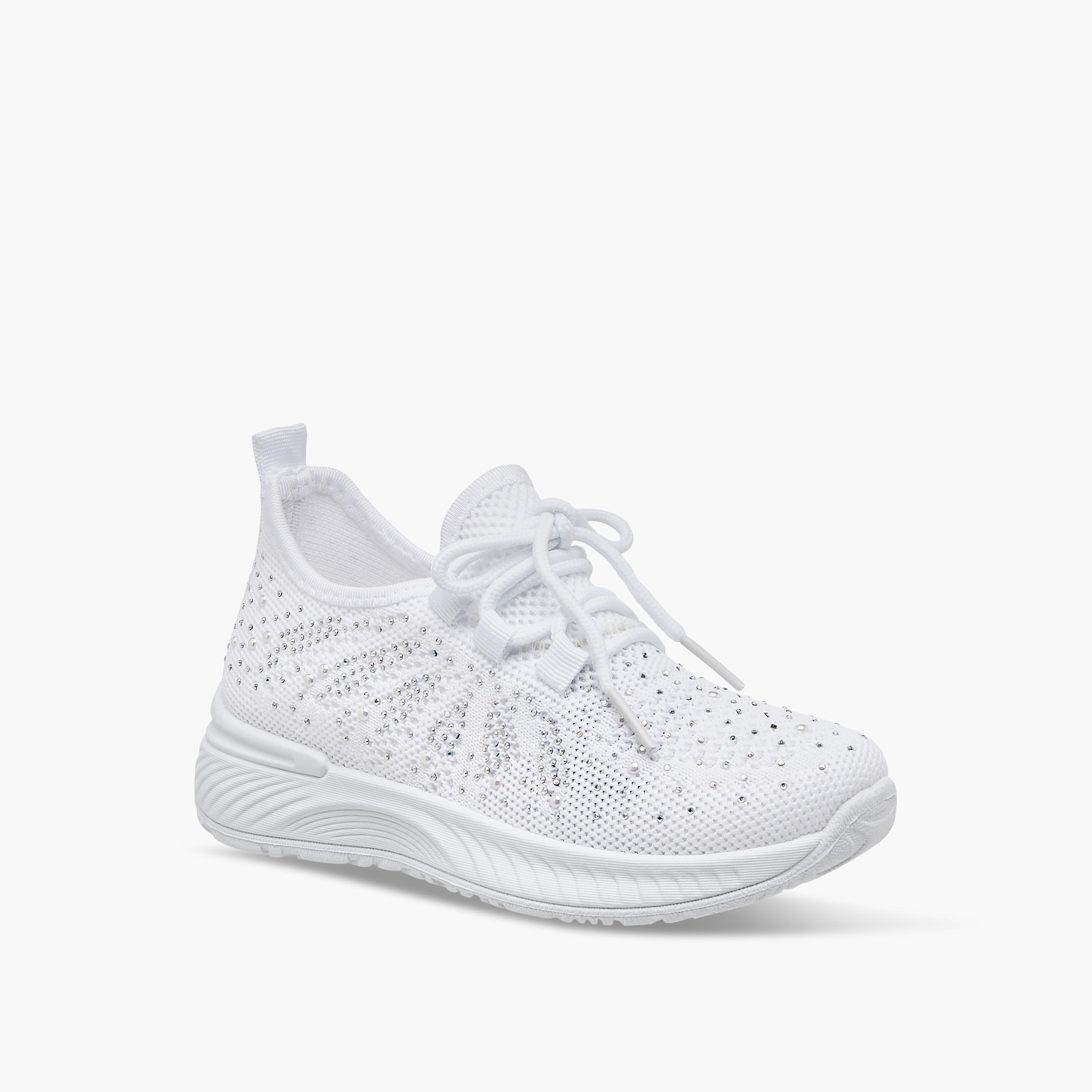 Flora Bella Embellished Slip-On Sneakers with Lace Detail-girls-shoes-sneakers-image-2