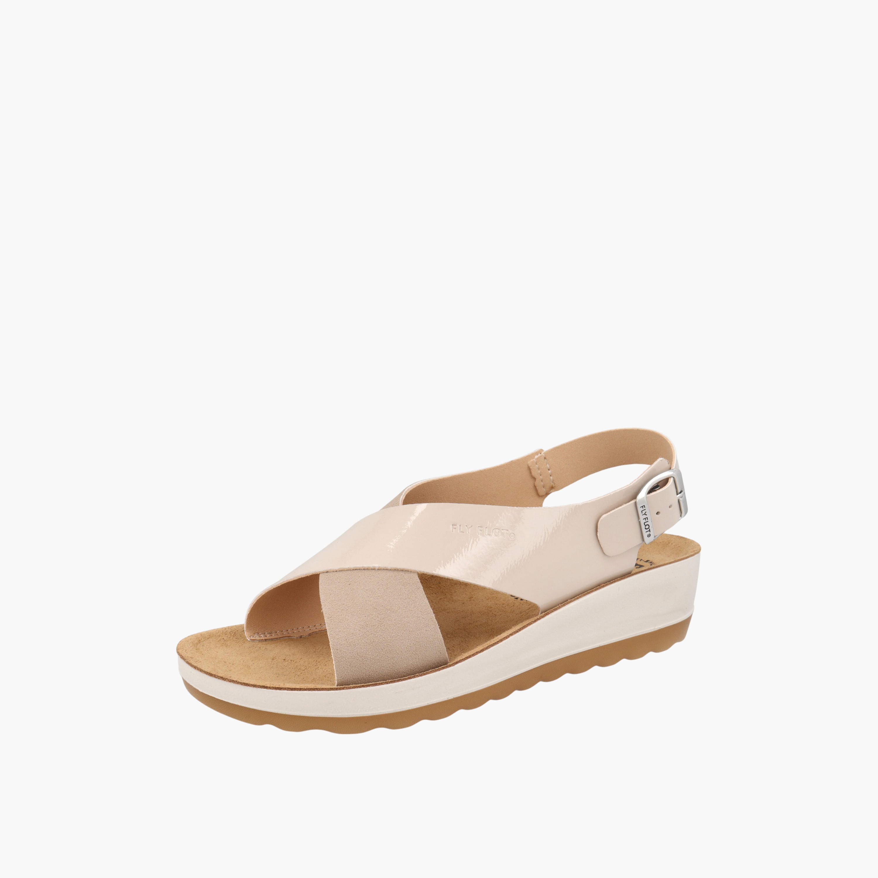 صندل بكعب ويدج وبحزام متقاطع وإبزيم إغلاق من فلاي فلوت-women-shoes-sandals-heeled-image-1