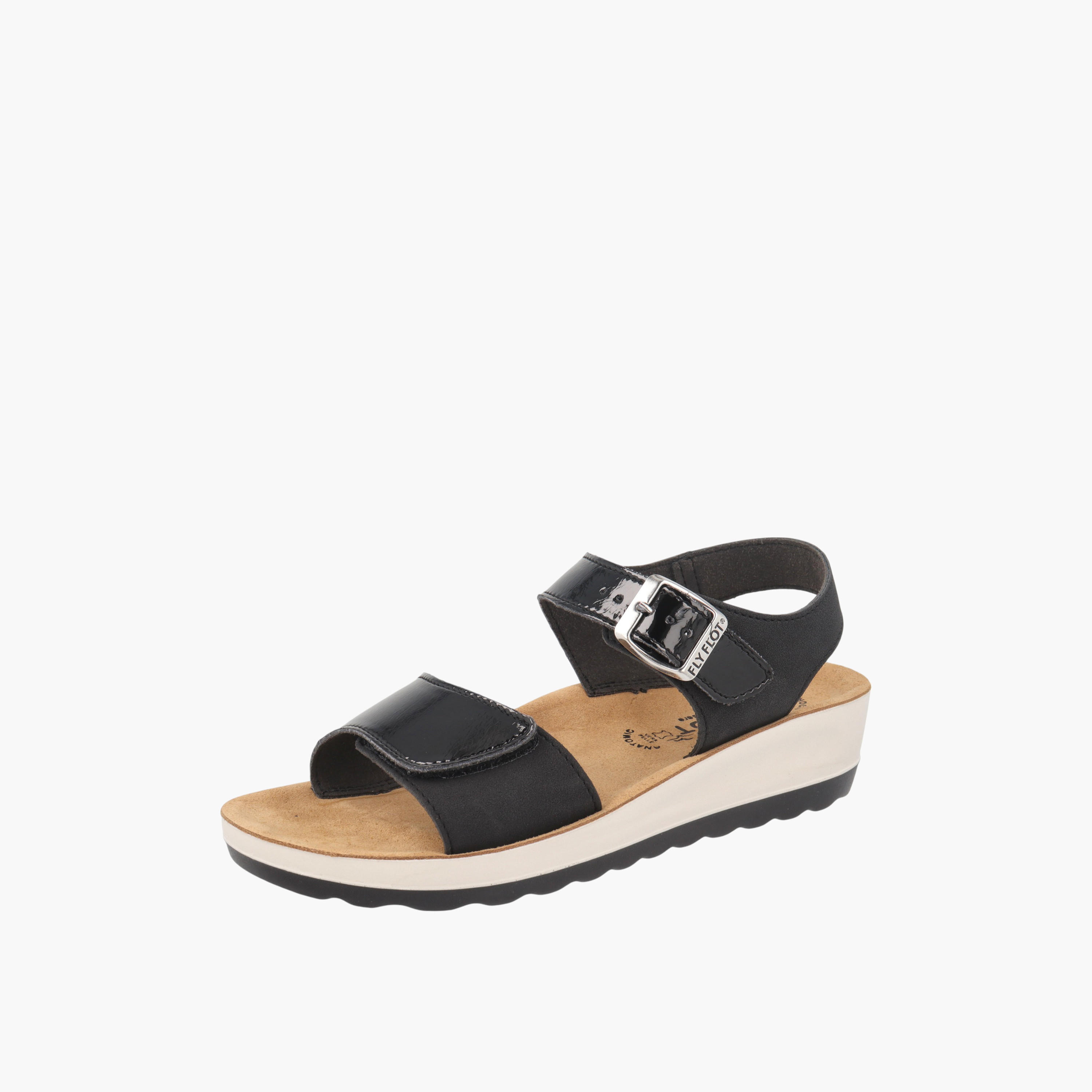 صندل بكعب ويدج وبحزام سادة وإبزيم إغلاق من فلاي فلوت-women-shoes-sandals-heeled-image-1