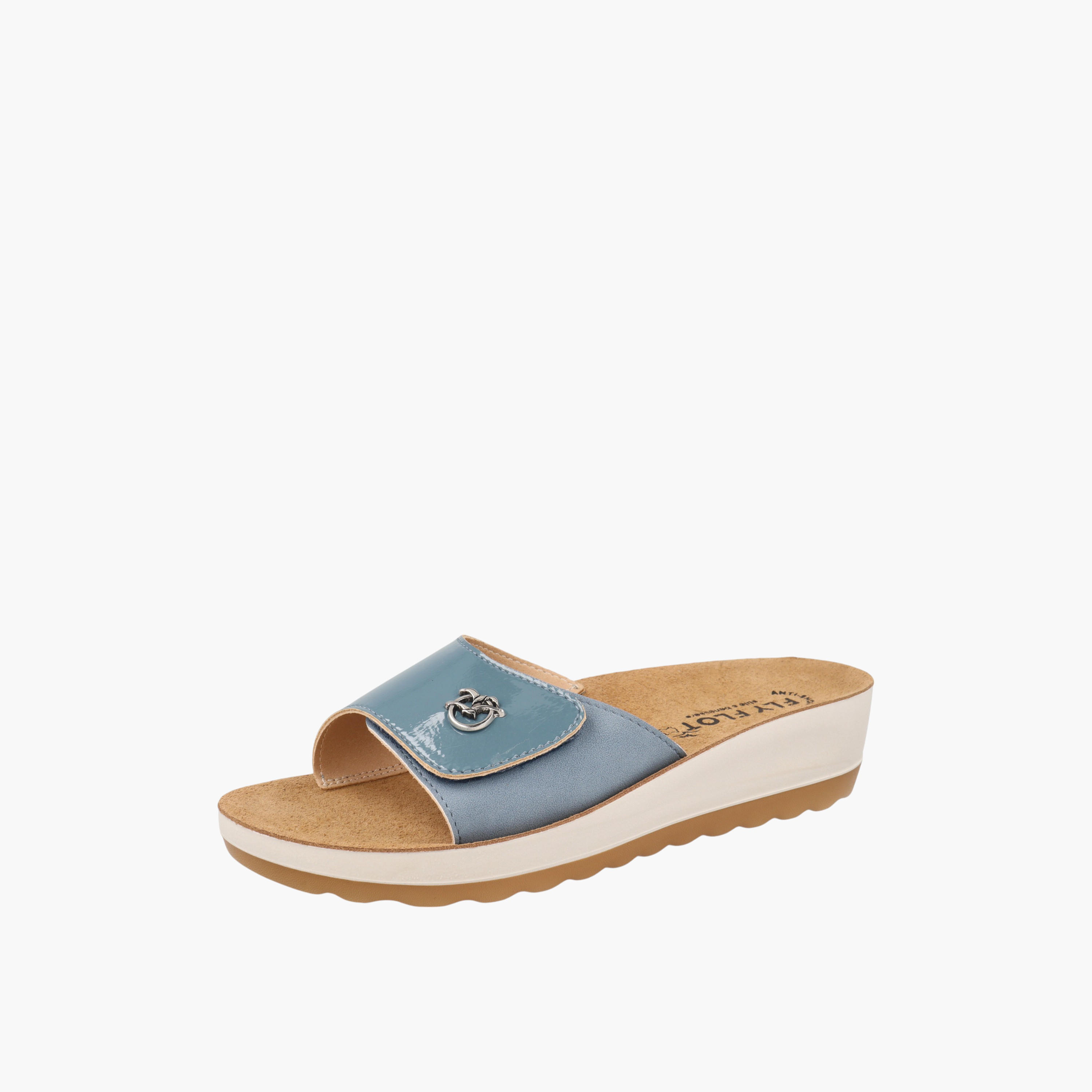 FlyFlot Logo Accent Slip-On Sandals with Wedge Heels-women-shoes-sandals-heeled-image-1