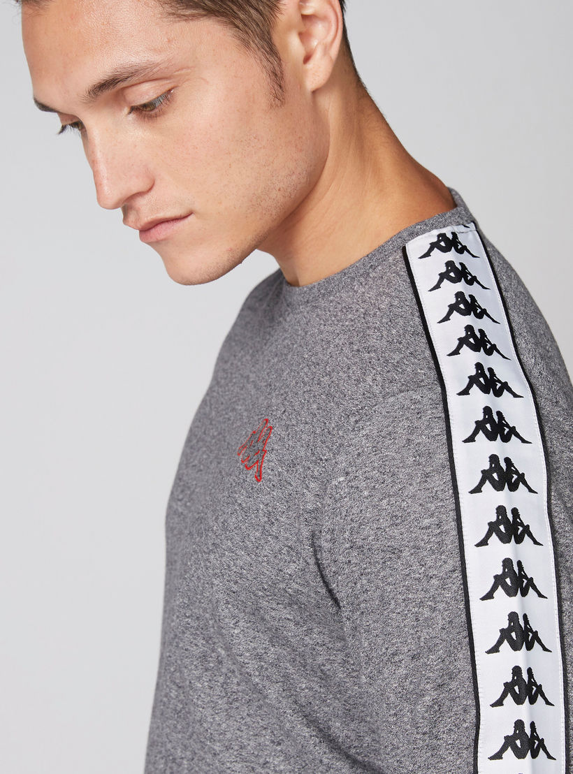 Kappa Round Neck Sweatshirt with Long Sleeves and Tape Detail-men-winterwear-hoodiesandsweatshirts-image-5