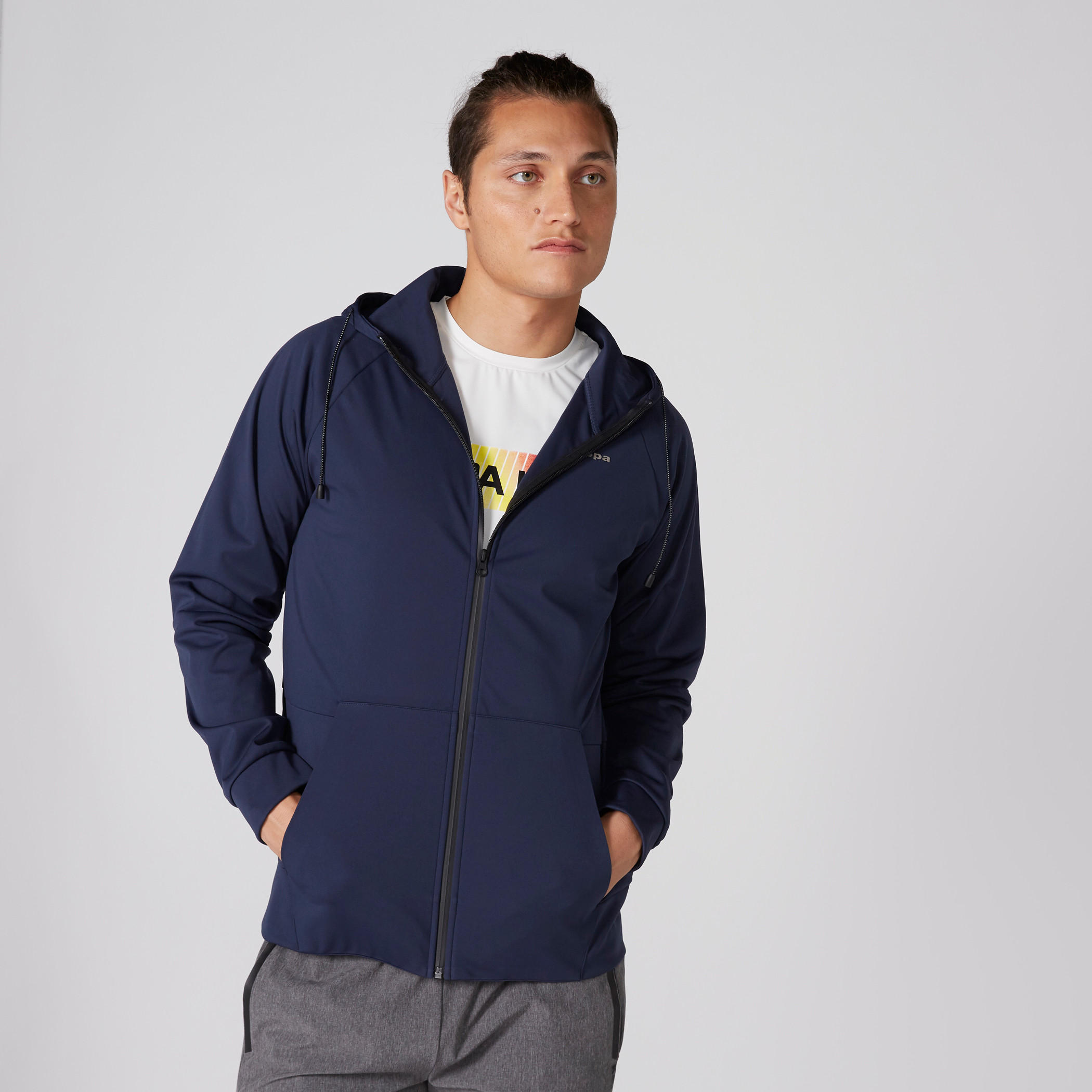 جاكيت بأكمام طويلة وسحّاب إغلاق وقبعة من كابا-men-winterwear-hoodiesandsweatshirts-image-1