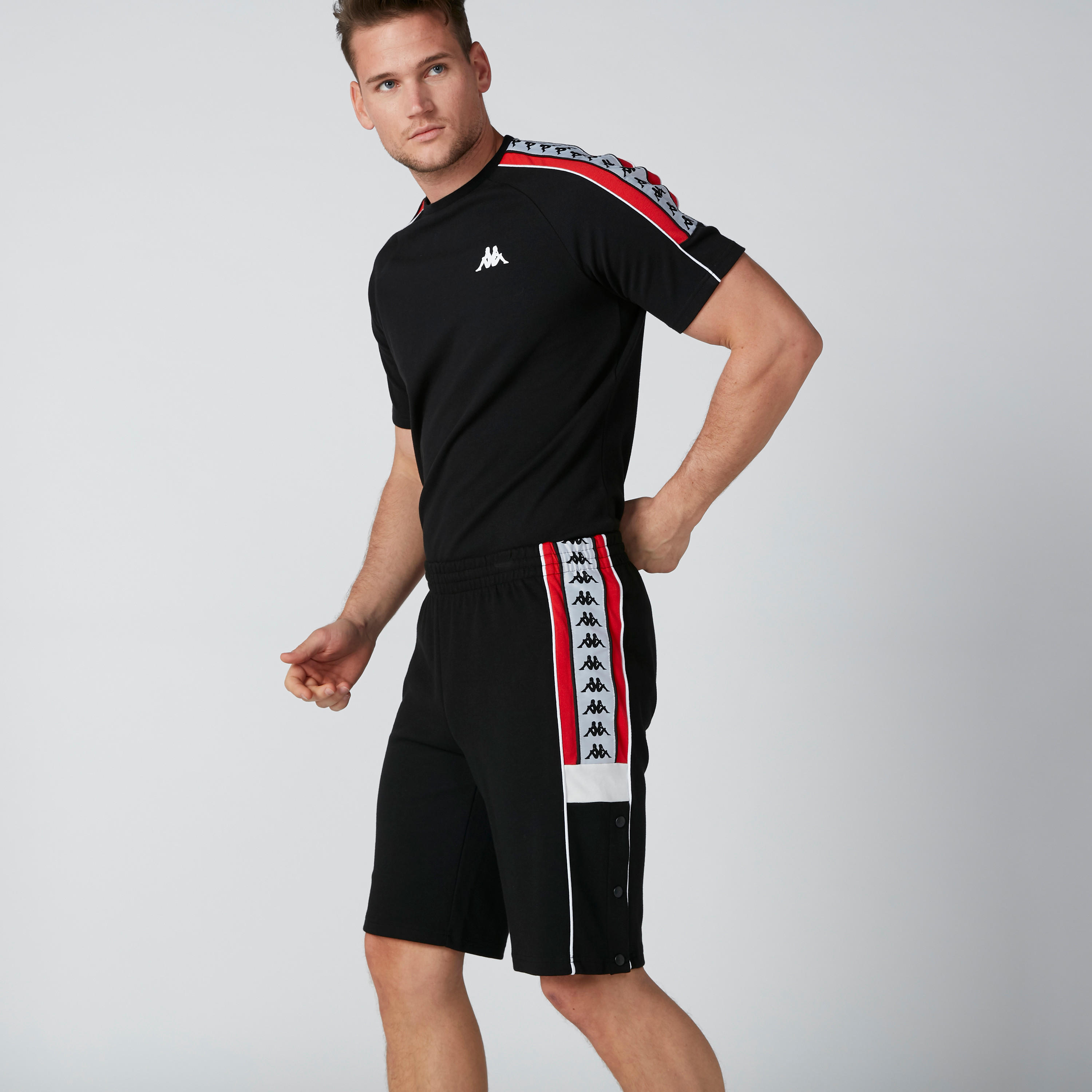 Kappa Tape and Pocket Detail Shorts with Elasticised Waistband-men-clothing-sportswearandactivewear-bottoms-image-1