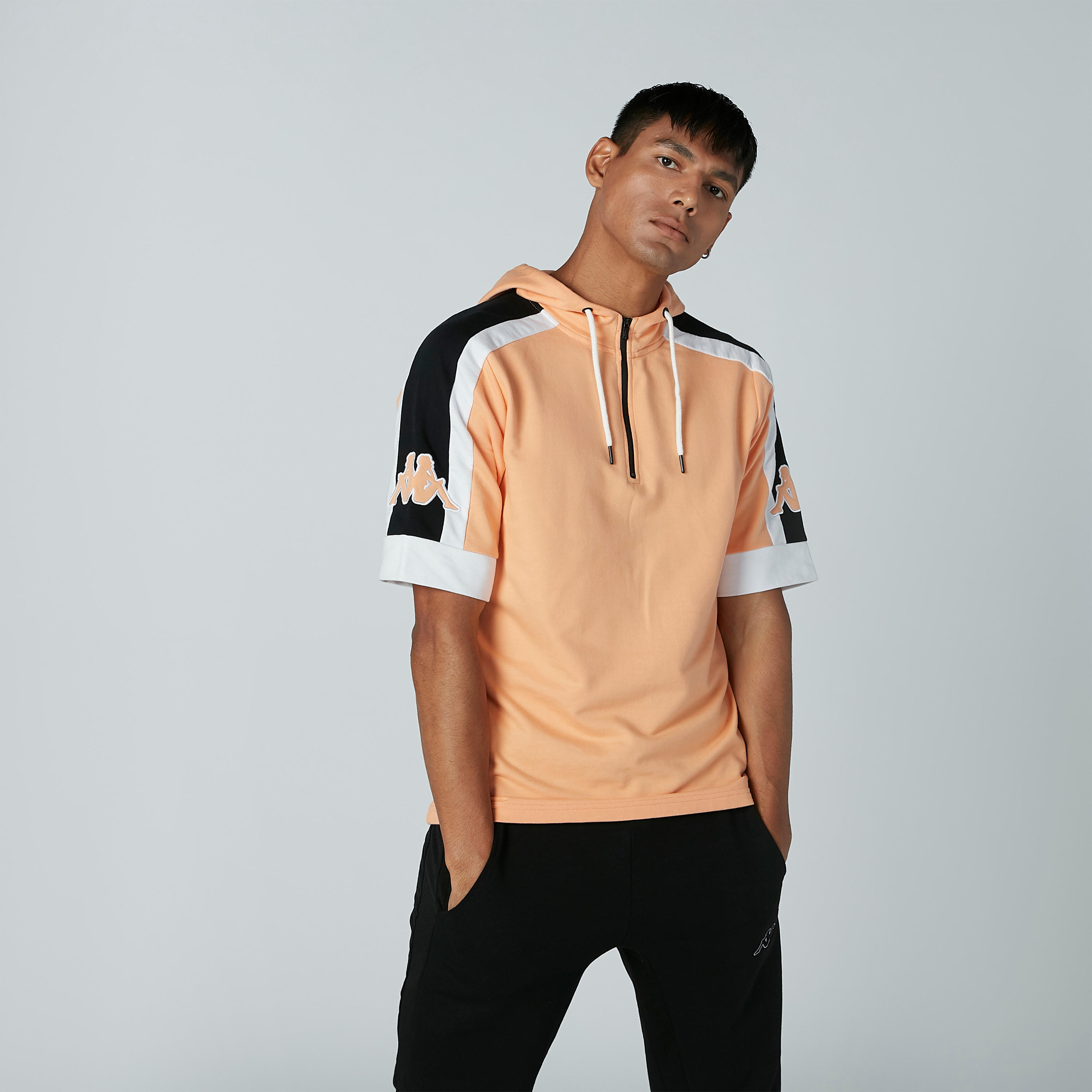 Kappa Hoodie with Short Sleeves and Zip Detail-men-winterwear-hoodiesandsweatshirts-image-2