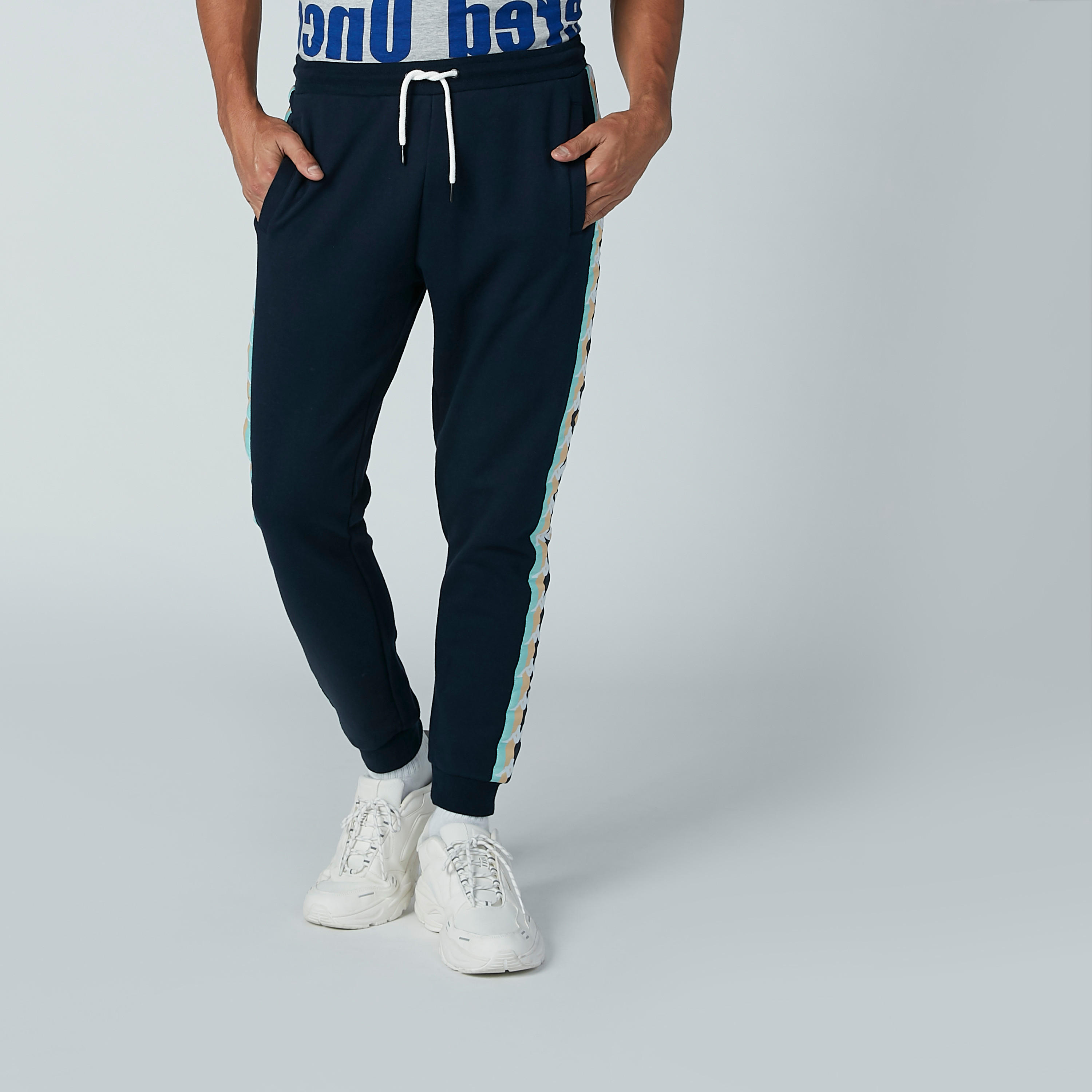 Kappa Printed Side Tape Detail Jog Pants with Drawstring-men-clothing-bottoms-joggers-image-2