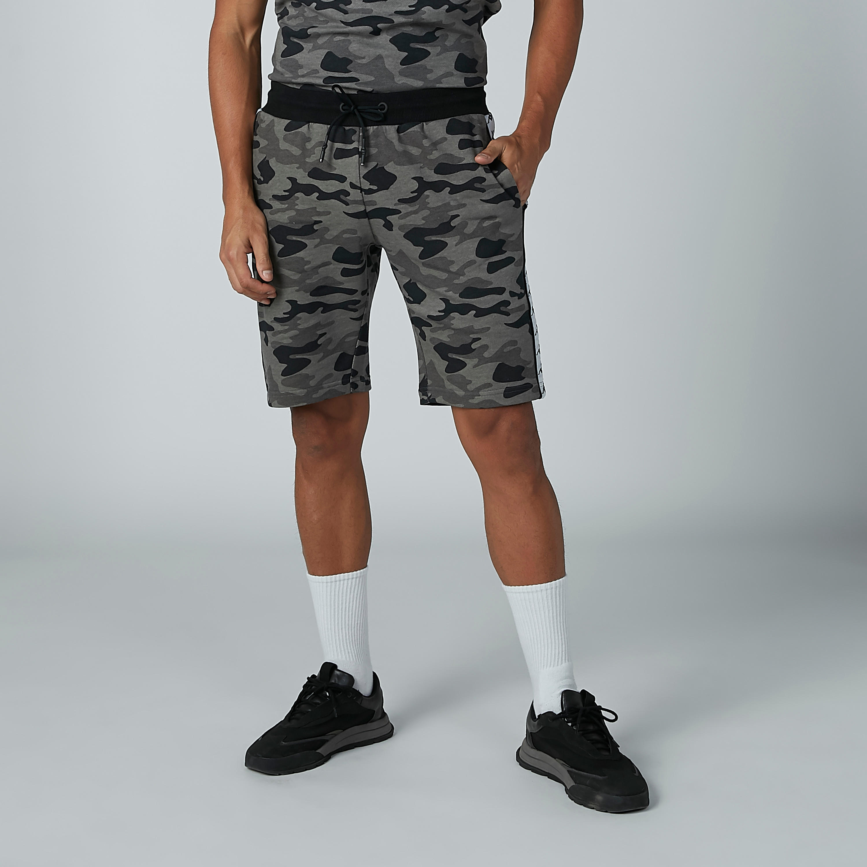 Kappa Printed Shorts with Tape Detail and Pockets-men-clothing-bottoms-shorts-image-2