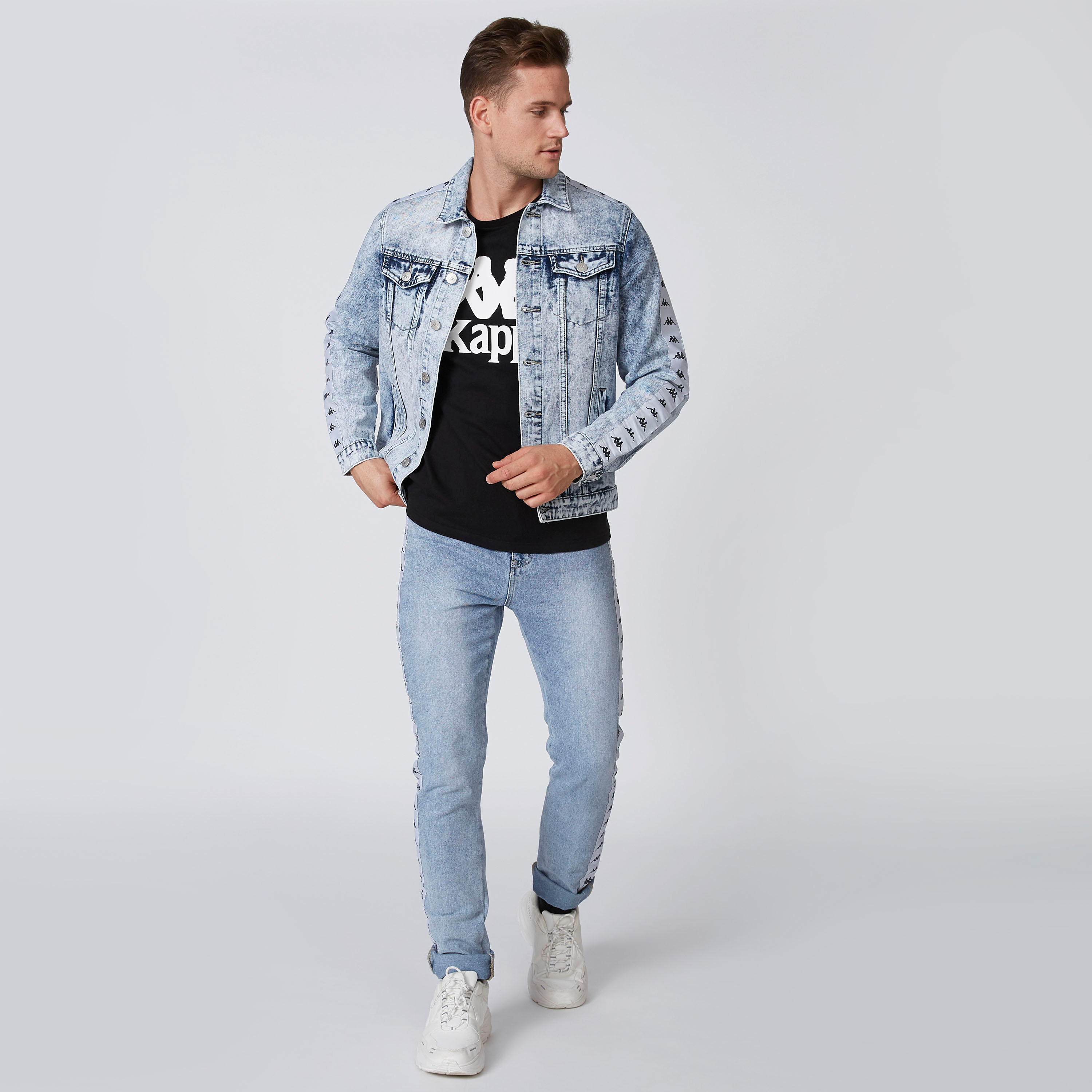 جاكيت دينم بأكمام طويلة وجيوب بطيّة وأزرار وطبعات من كابا-men-clothing-jacketsandblazers-jackets-image-1