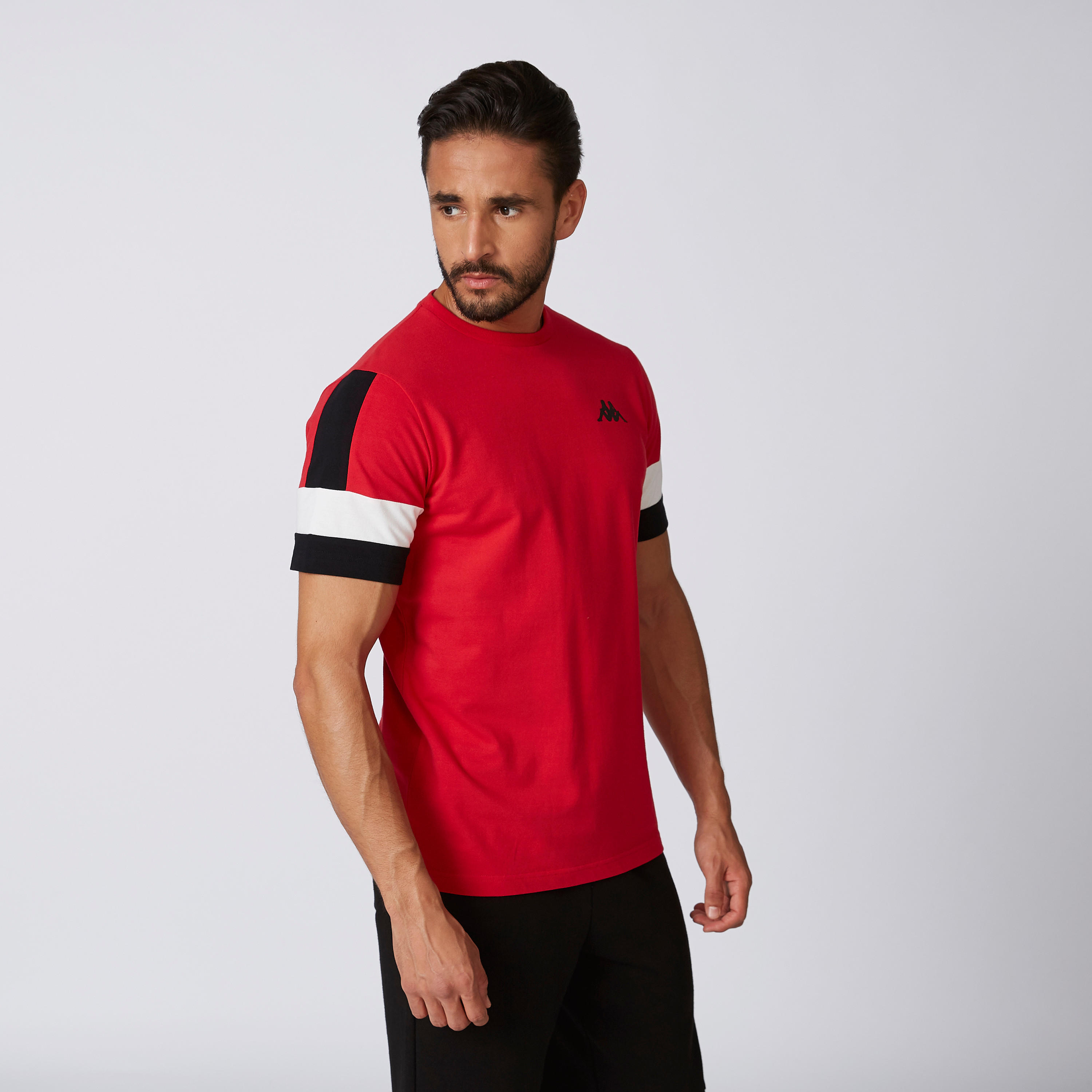 Sustainable Kappa Printed T-shirt with Striped Short Sleeves-men-clothing-sportswearandactivewear-tshirtsandpolos-image-3