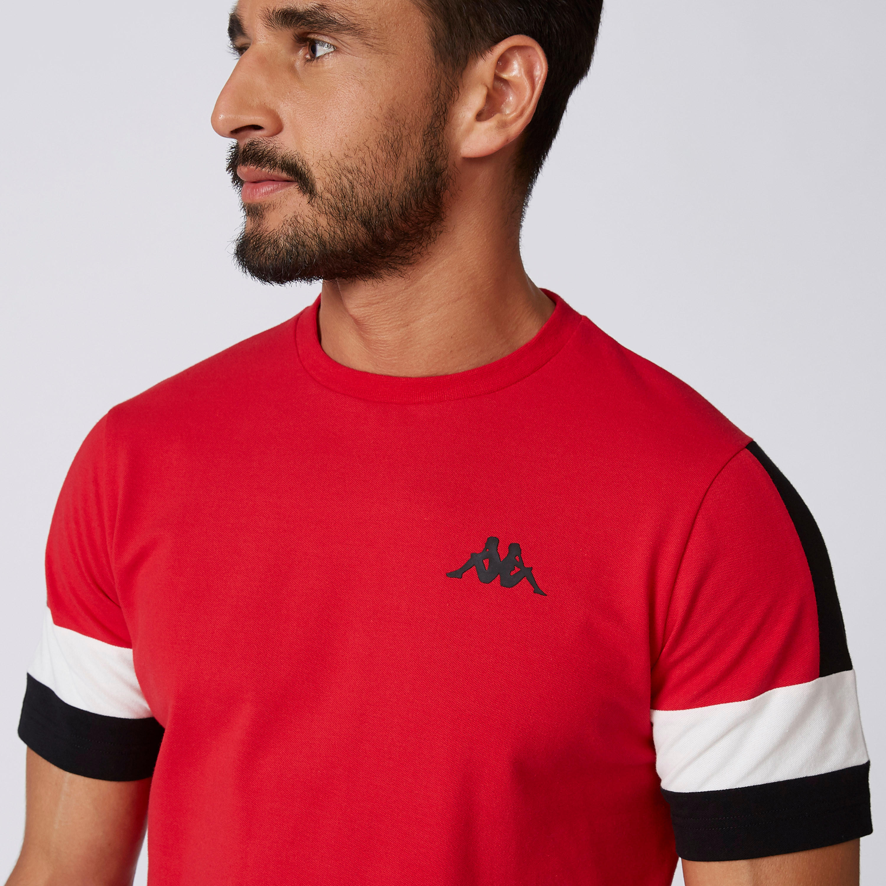 Sustainable Kappa Printed T-shirt with Striped Short Sleeves-men-clothing-sportswearandactivewear-tshirtsandpolos-image-4