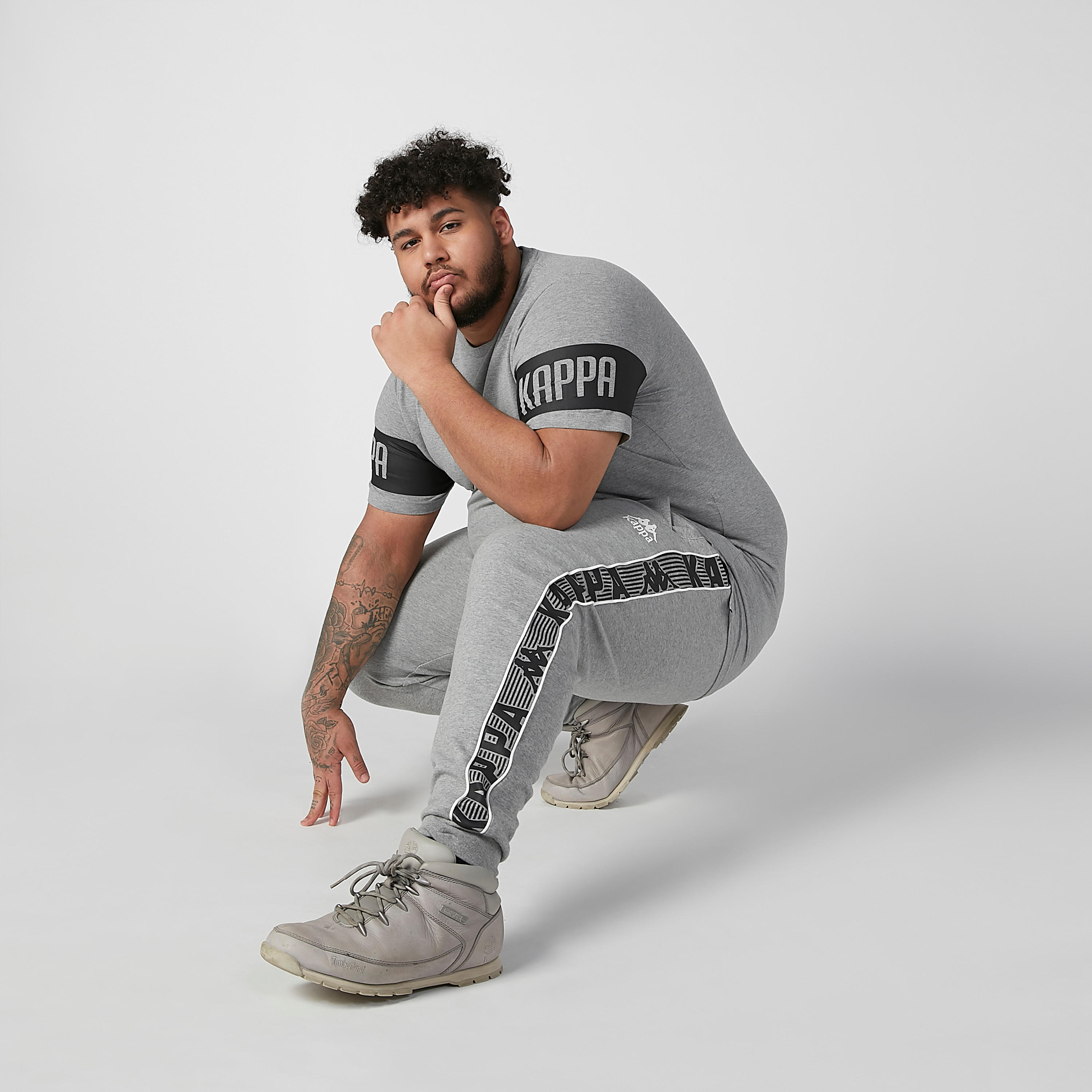 بنطلون رياضي سليم بأساور وخصر متوسط الارتفاع ورباط من كابا-men-clothing-bottoms-joggers-image-1
