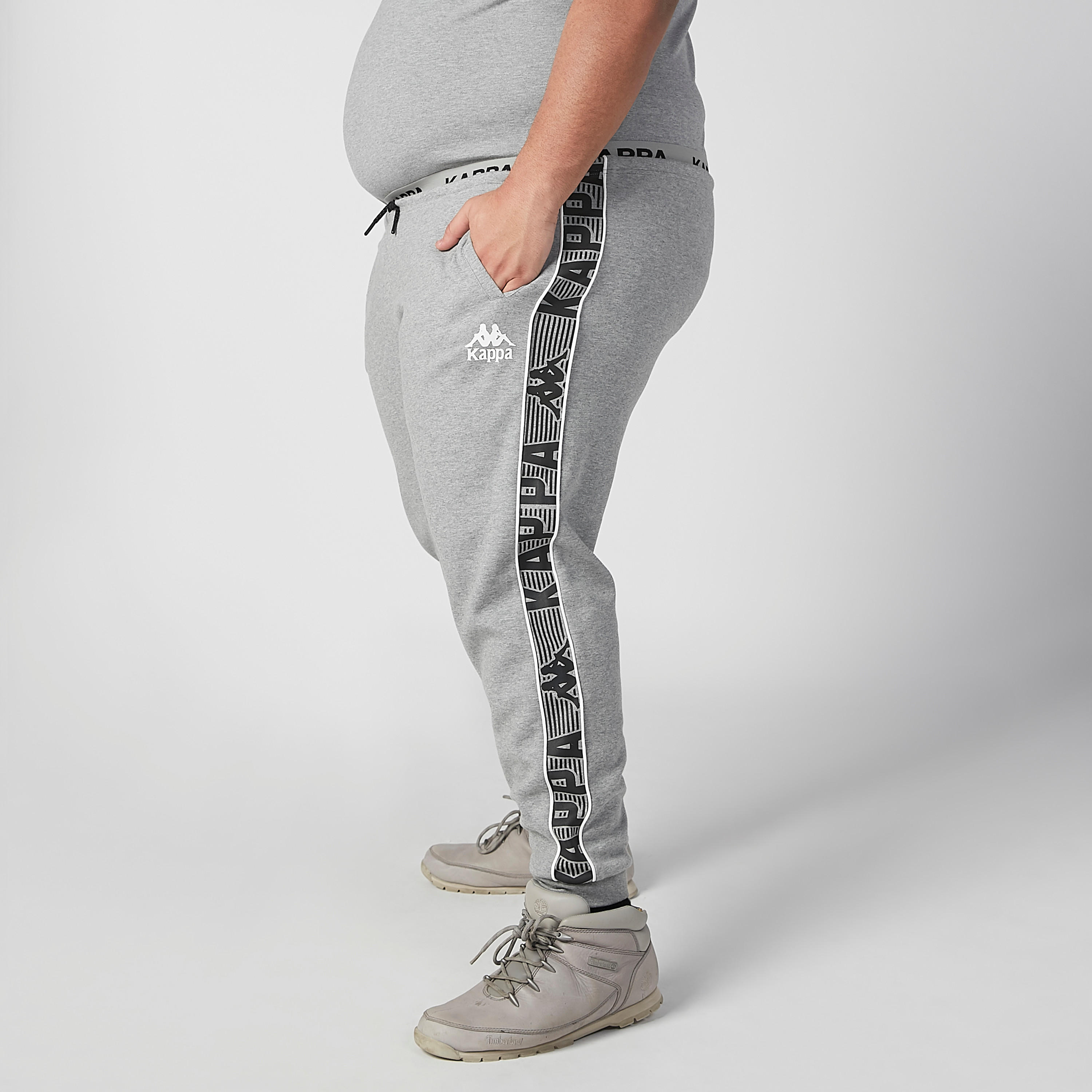 بنطلون رياضي سليم بأساور وخصر متوسط الارتفاع ورباط من كابا-men-clothing-bottoms-joggers-image-2