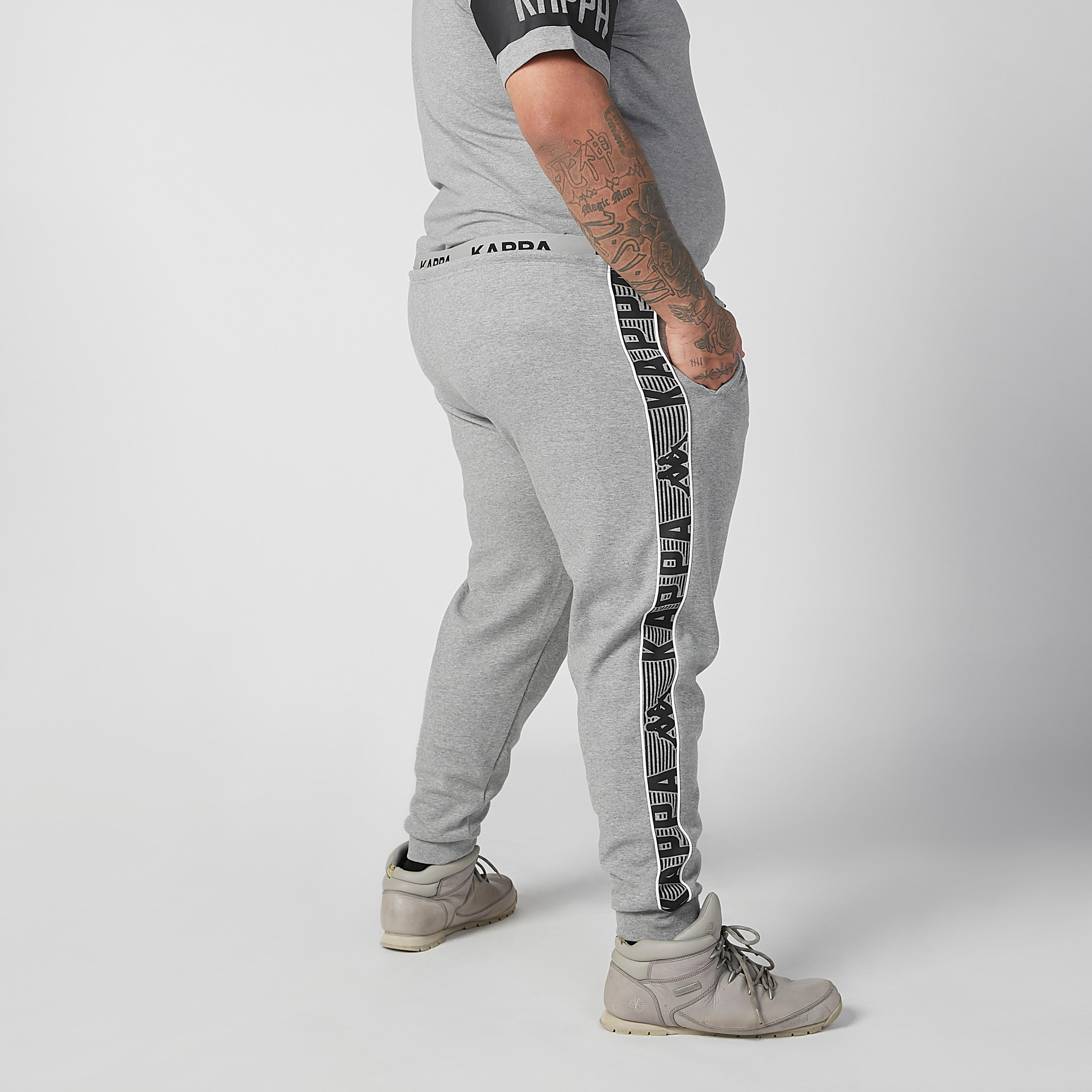 بنطلون رياضي سليم بأساور وخصر متوسط الارتفاع ورباط من كابا-men-clothing-bottoms-joggers-image-3