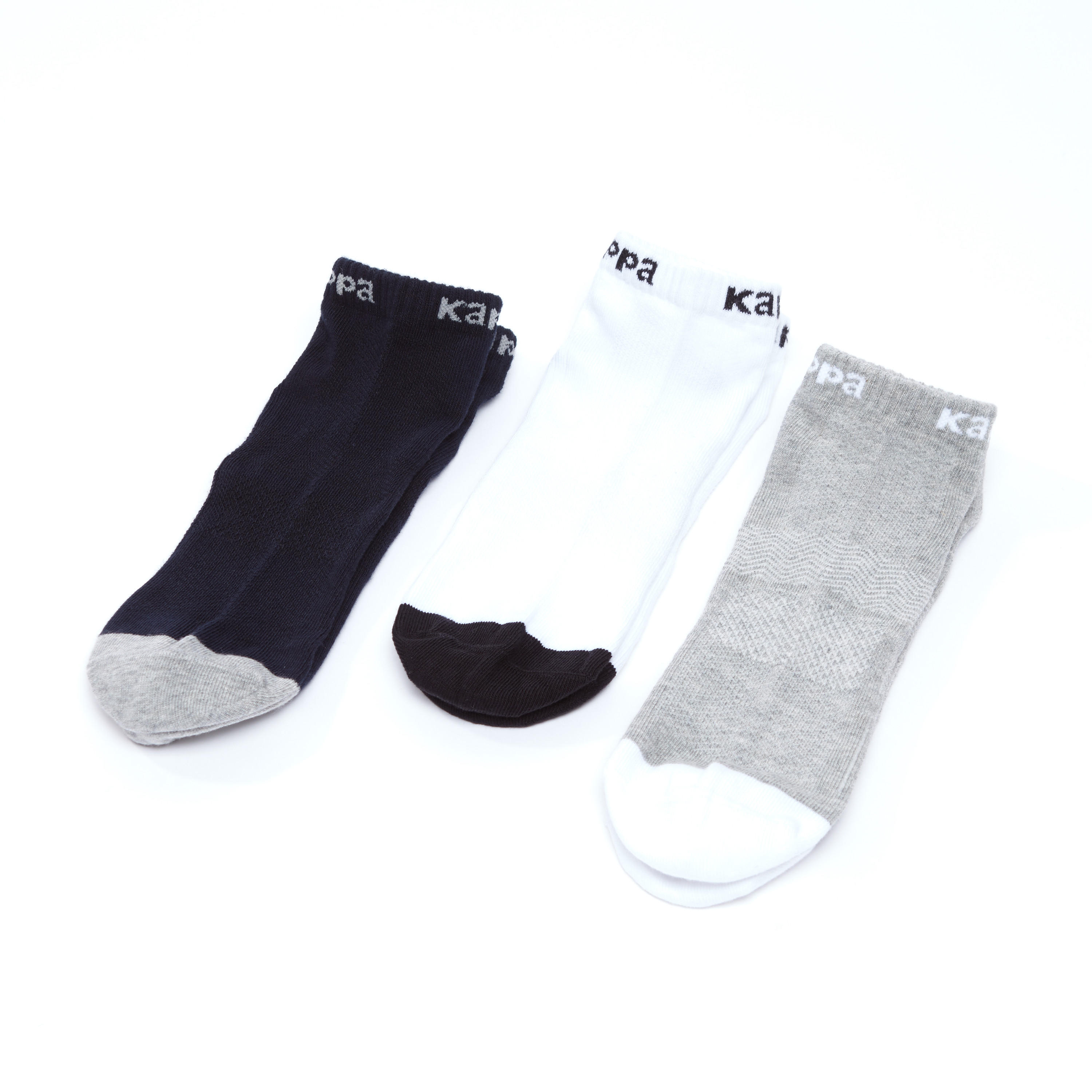 جوارب مطرّزة بطول الكاحل بحواف مضلّعة من كابا - طقم من 3 أزواج-men-socks-image-1