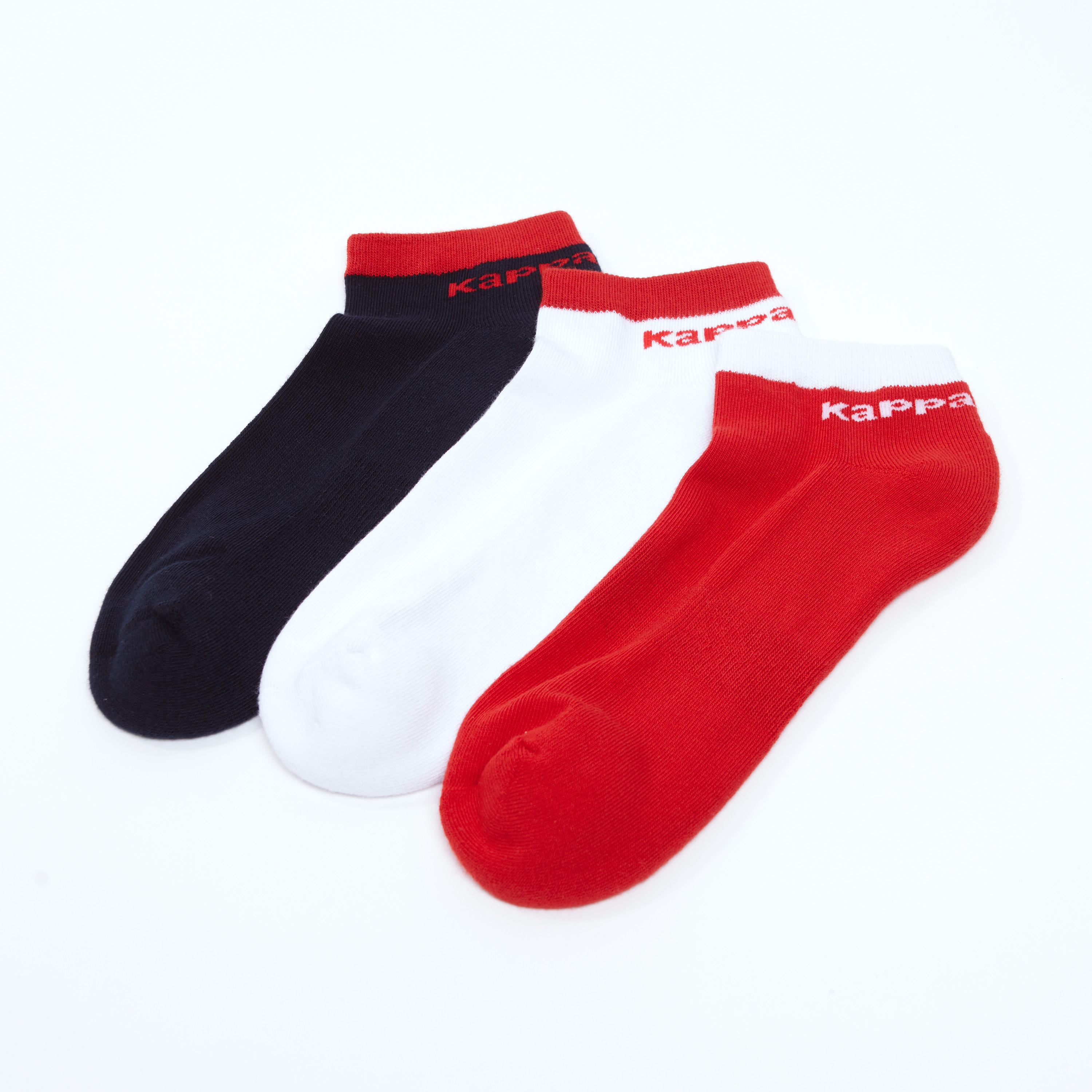 جوارب مطرّزة بطول الكاحل بحواف مضلّعة من كابا - طقم من 3 أزواج-men-socks-image-1