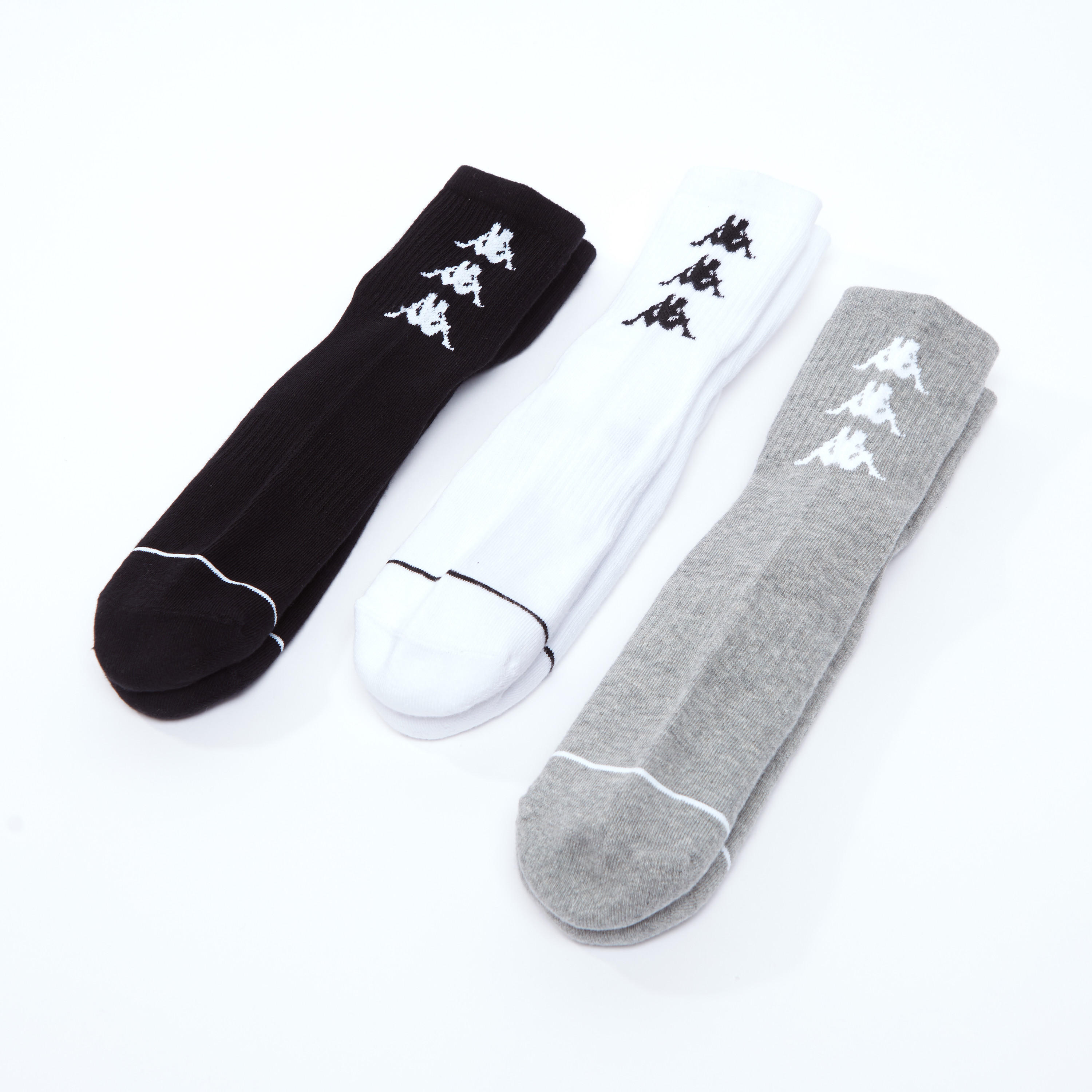 جوارب مطرّزة بطول الكاحل بحواف مضلّعة من كابا - طقم من 3 أزواج-men-socks-image-1