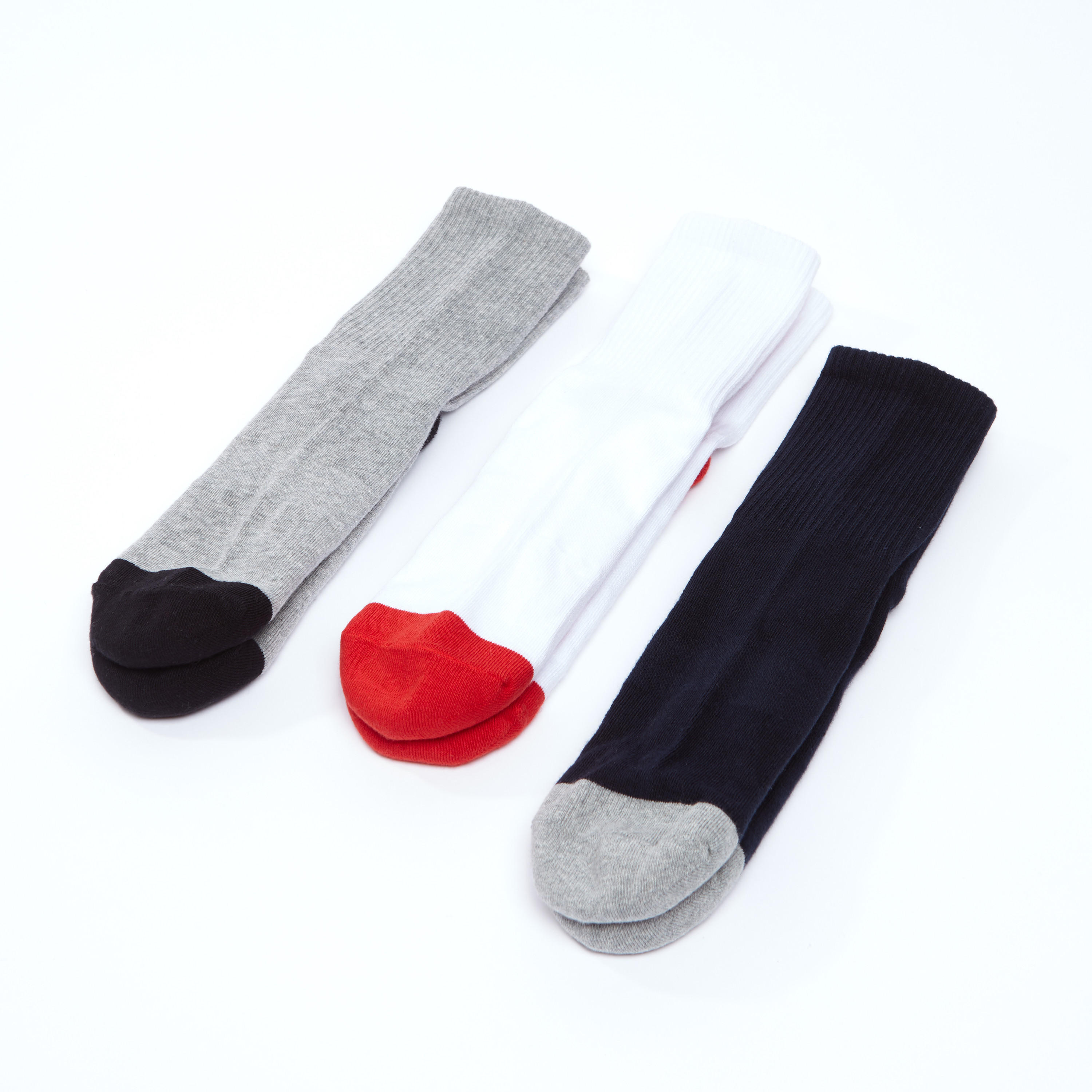 جوارب مطرّزة بطول الكاحل بحواف مضلّعة من كابا - طقم من 3 أزواج-men-socks-image-1