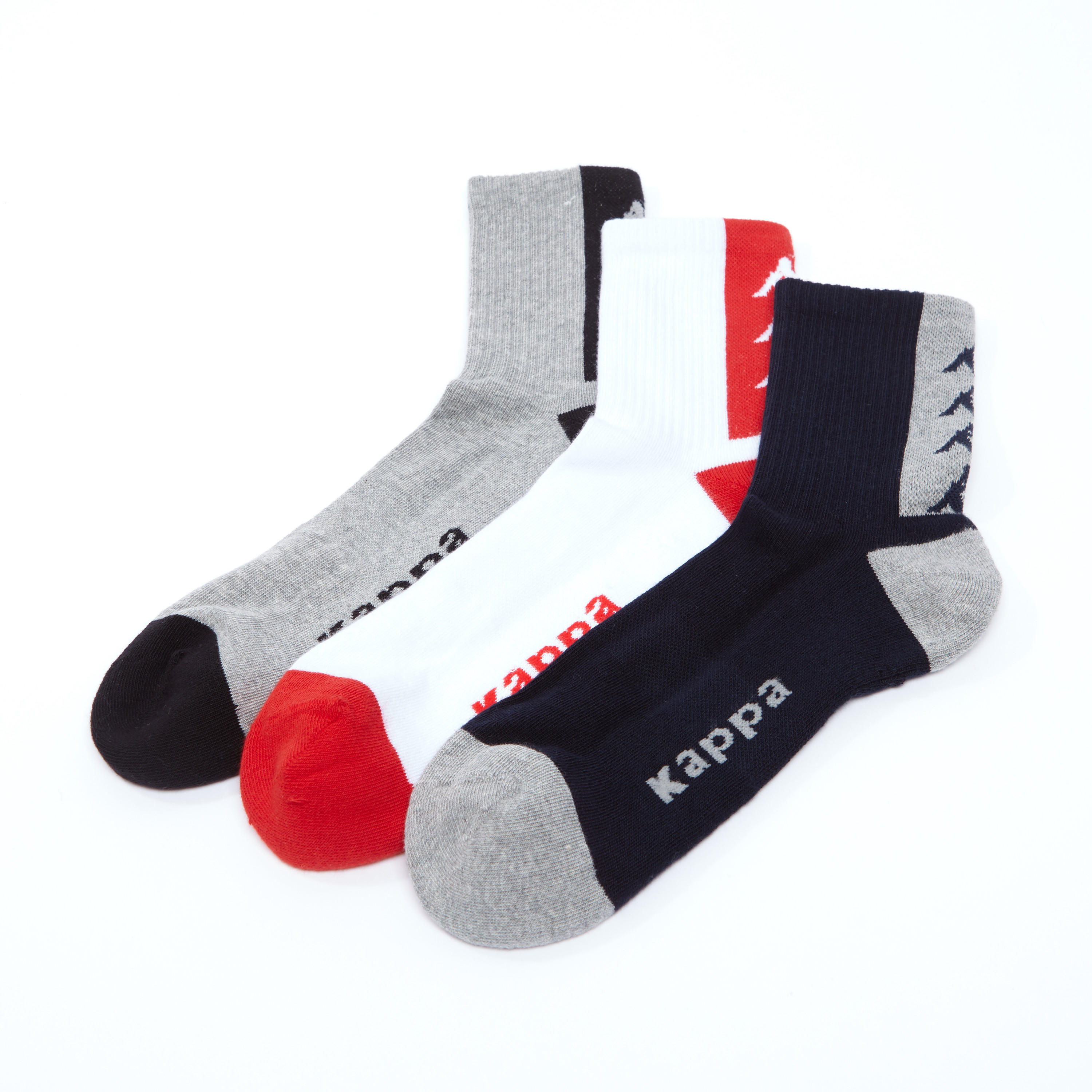 جوارب مطرّزة بطول الكاحل بحواف مضلّعة من كابا - طقم من 3 أزواج-men-socks-image-2
