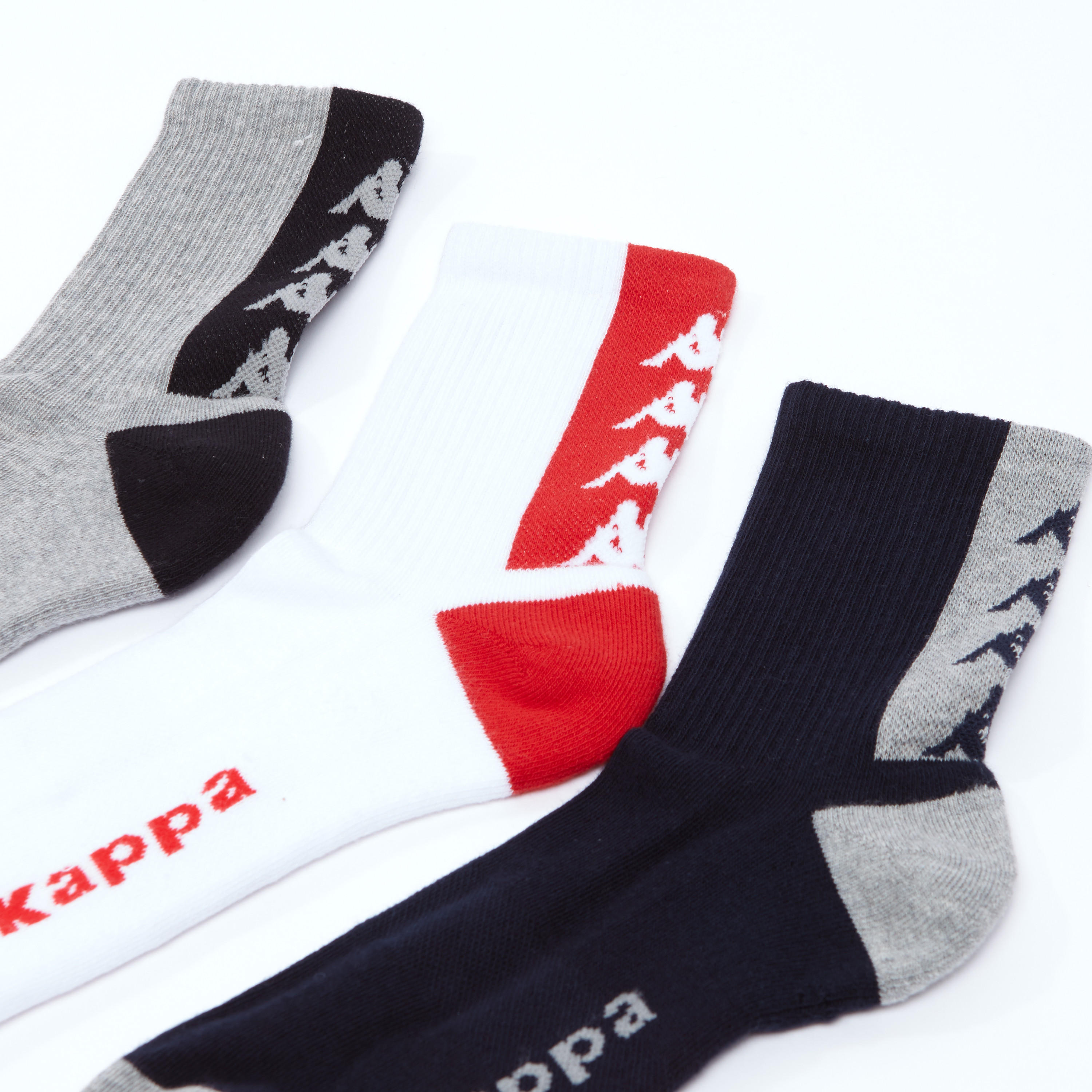 جوارب مطرّزة بطول الكاحل بحواف مضلّعة من كابا - طقم من 3 أزواج-men-socks-image-3