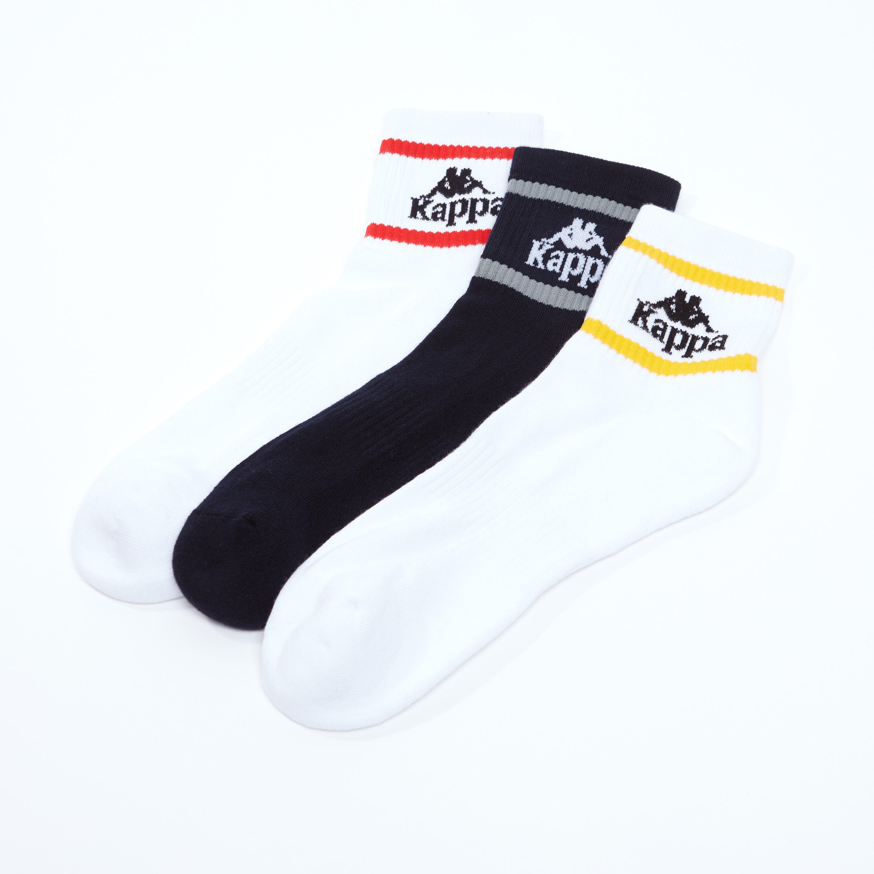 جوارب مطرّزة بطول الكاحل بحواف مضلّعة من كابا - طقم من 3 أزواج-men-socks-image-2