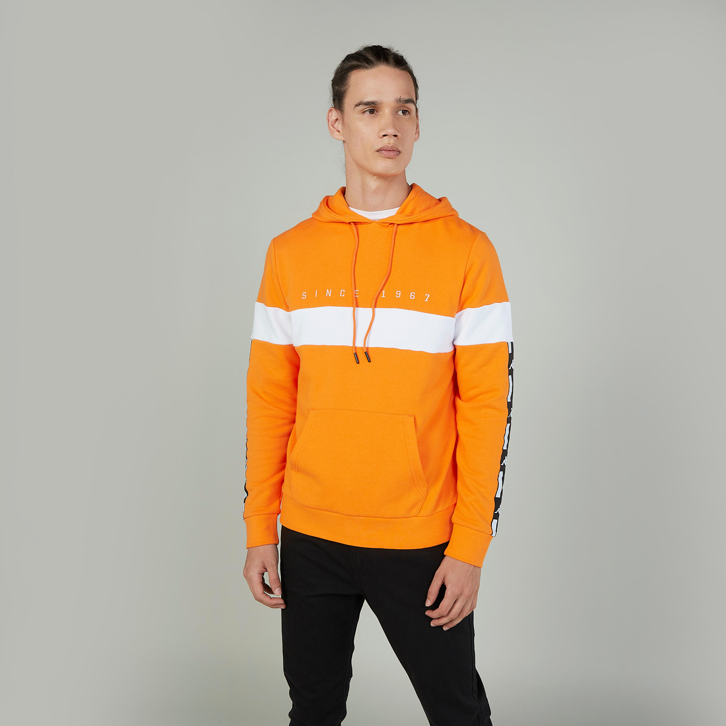Kappa Printed Hooded Sweatshirt with Kangaroo Pockets-men-winterwear-hoodiesandsweatshirts-image-1