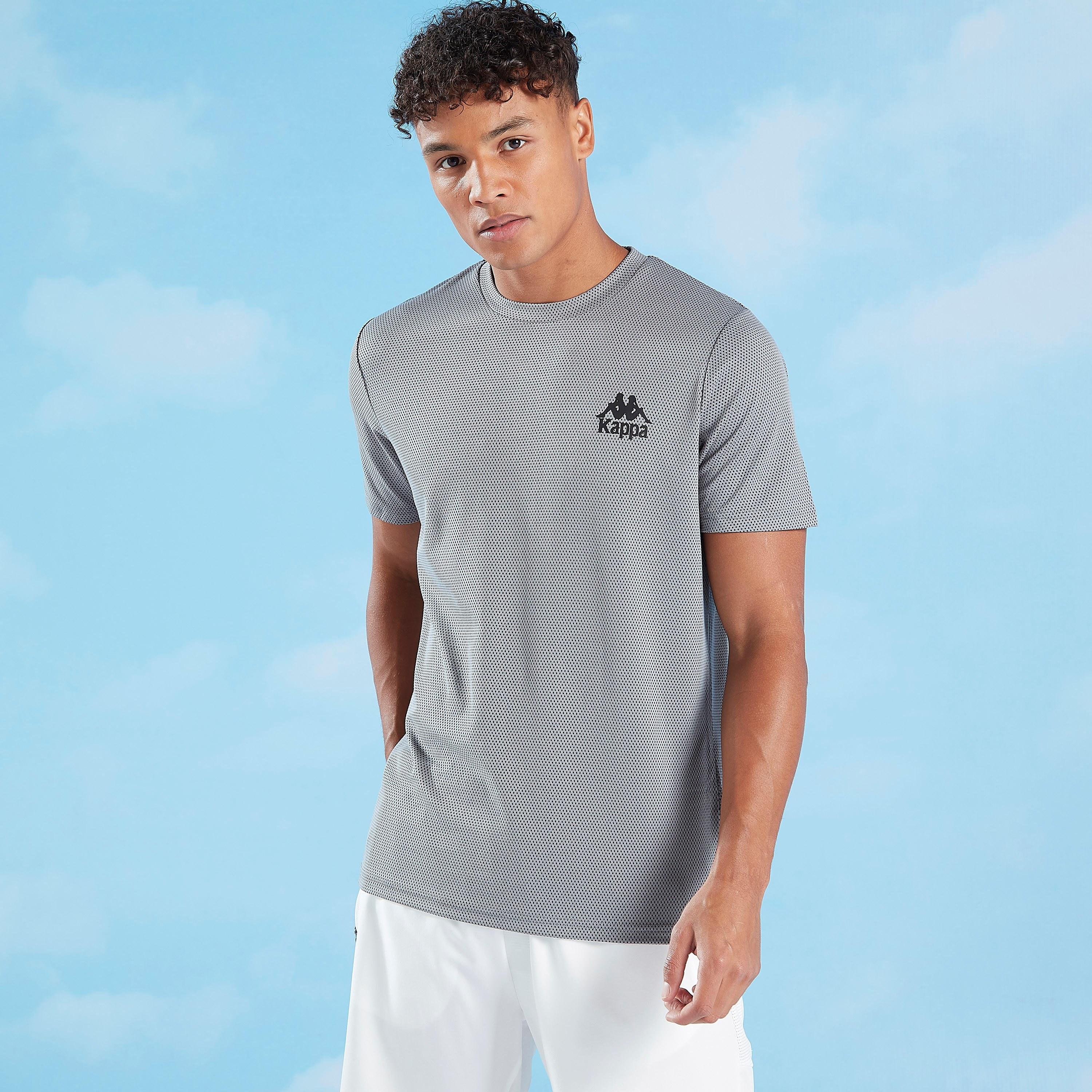 Kappa Textured T-shirt with Crew Neck and Short Sleeves-men-clothing-sportswearandactivewear-tshirtsandpolos-image-1