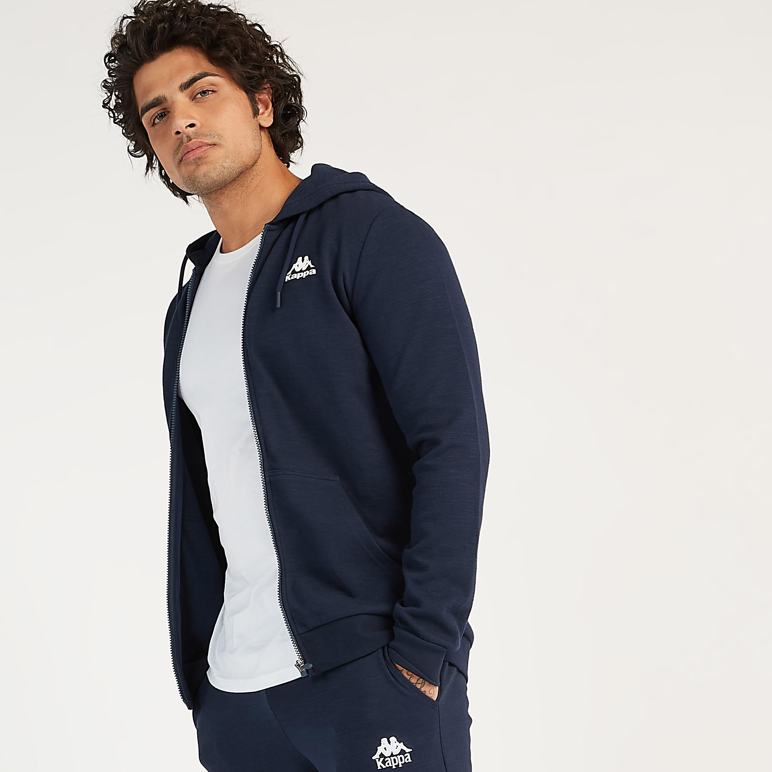 Kappa Solid Zip Through Hooded Jacket with Long Sleeves-men-winterwear-hoodiesandsweatshirts-image-1