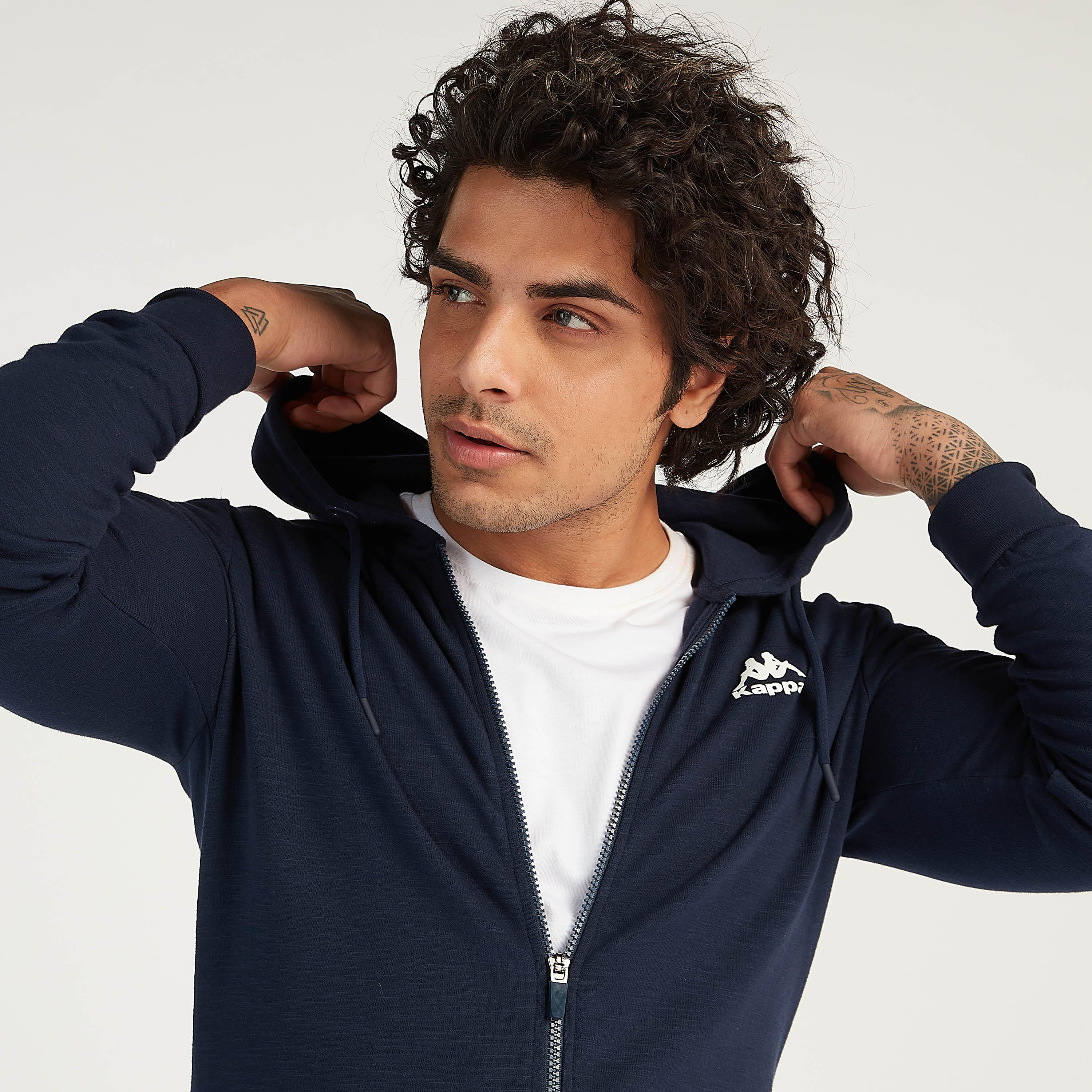 Kappa Solid Zip Through Hooded Jacket with Long Sleeves-men-winterwear-hoodiesandsweatshirts-image-3