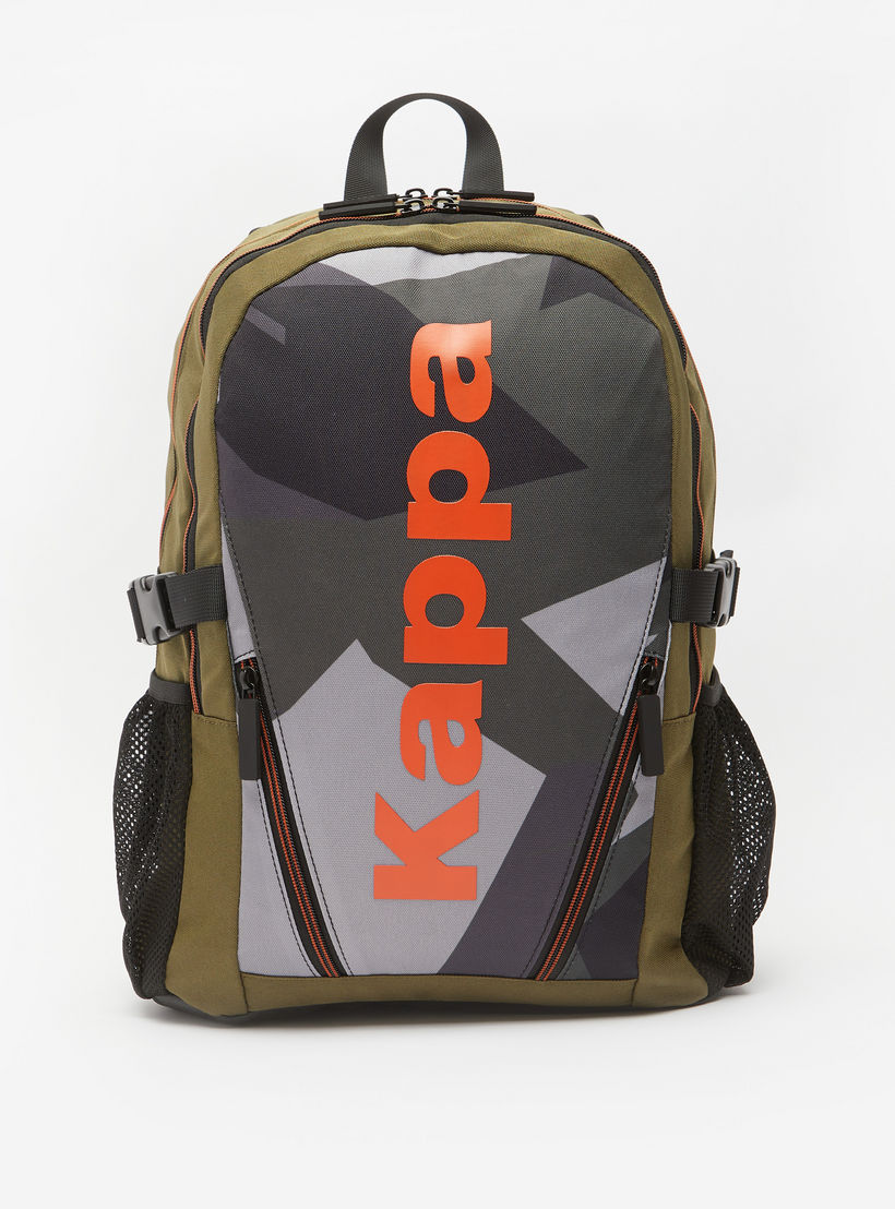 Kappa Printed Backpack with Adjustable Straps and Zip Closure-men-bags-image-1