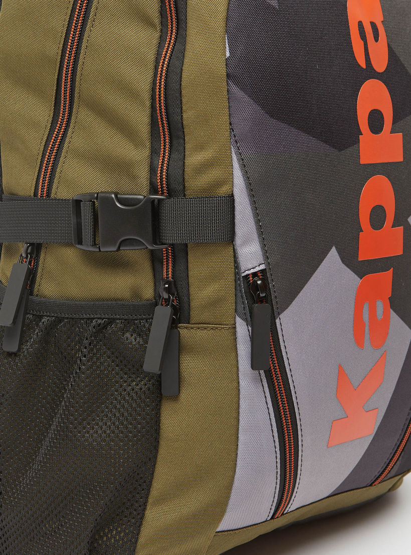 Kappa Printed Backpack with Adjustable Straps and Zip Closure-men-bags-image-2
