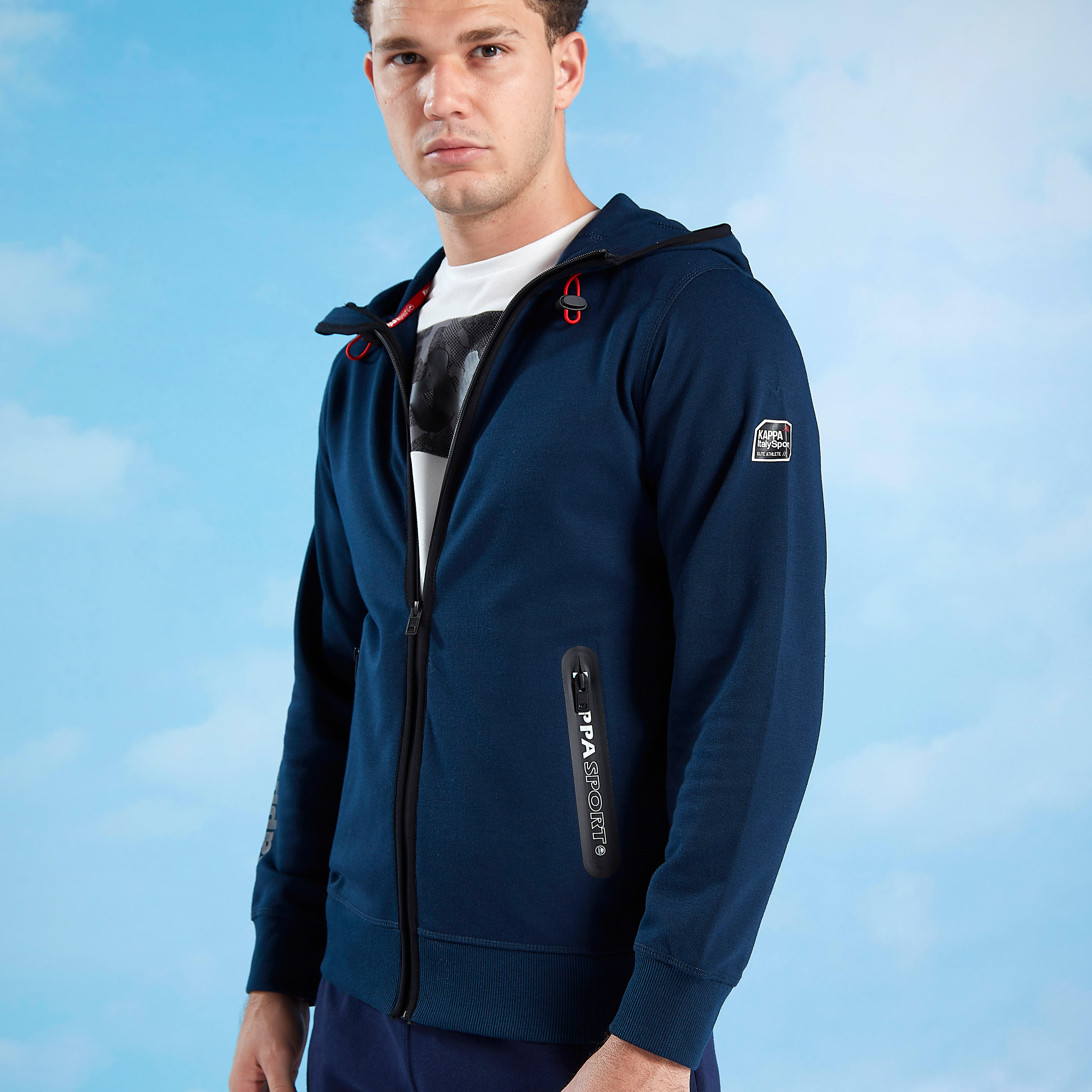 جاكيت قبعة وأكمام طويلة وجيوب بسحّاب إغلاق من كابا-men-winterwear-hoodiesandsweatshirts-image-4
