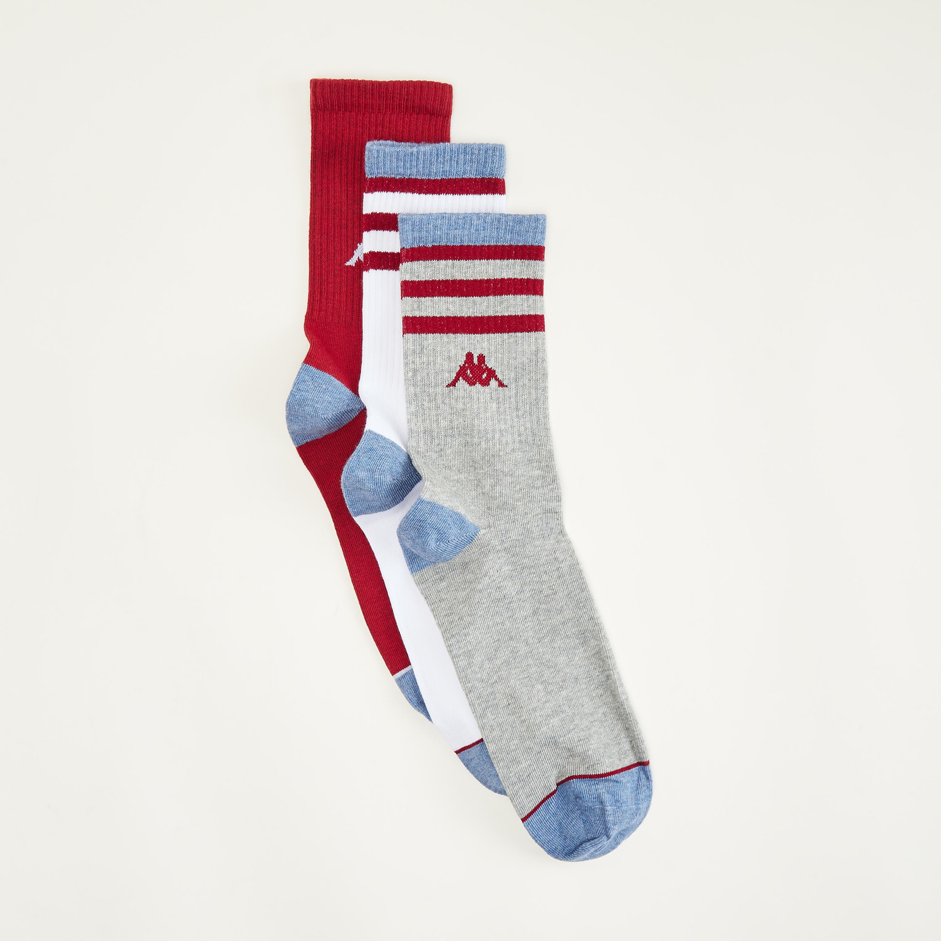 جوارب بطول ربلة السّاق مع تفاصيل شعار من كابا - طقم من 3 أزواج-men-socks-image-2