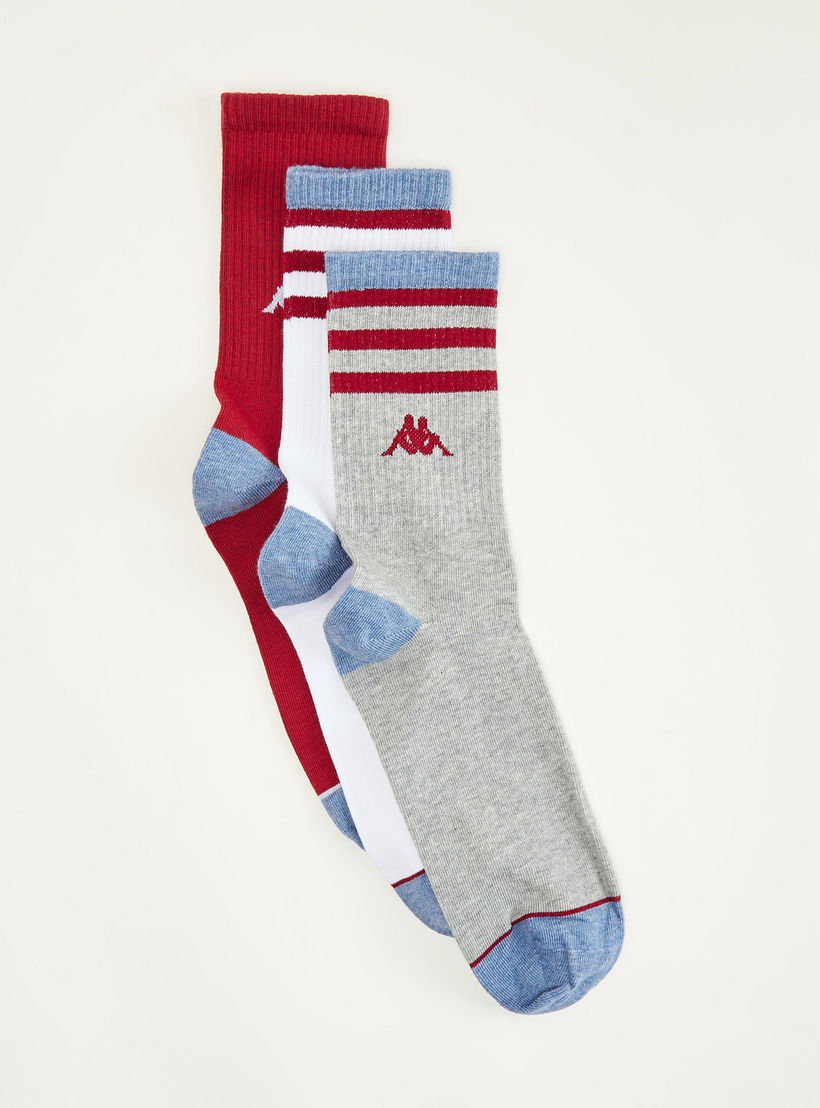 جوارب بطول ربلة السّاق مع تفاصيل شعار من كابا - طقم من 3 أزواج-men-socks-image-2