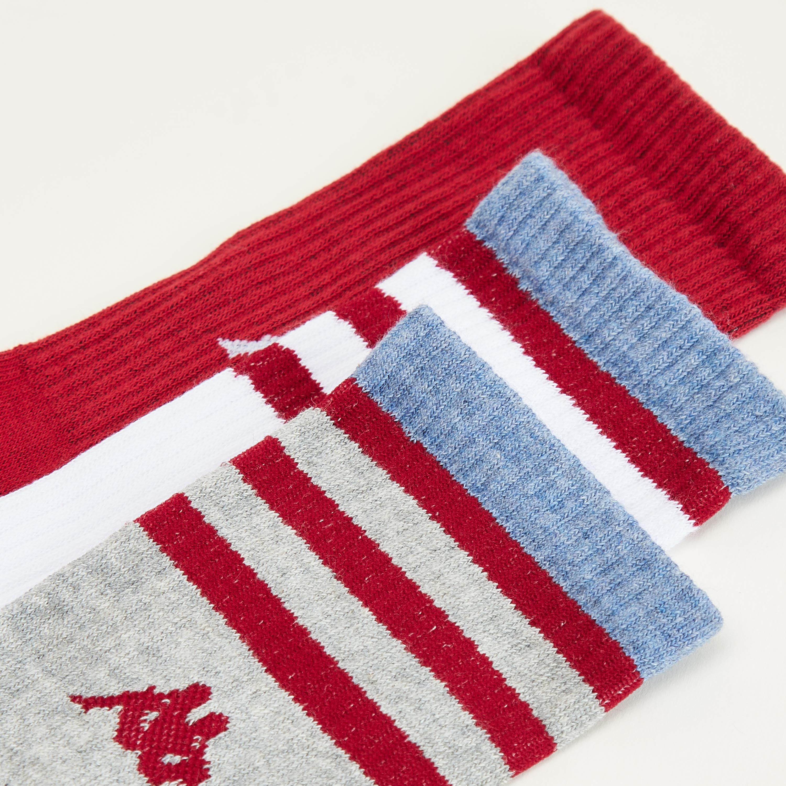 جوارب بطول ربلة السّاق مع تفاصيل شعار من كابا - طقم من 3 أزواج-men-socks-image-3
