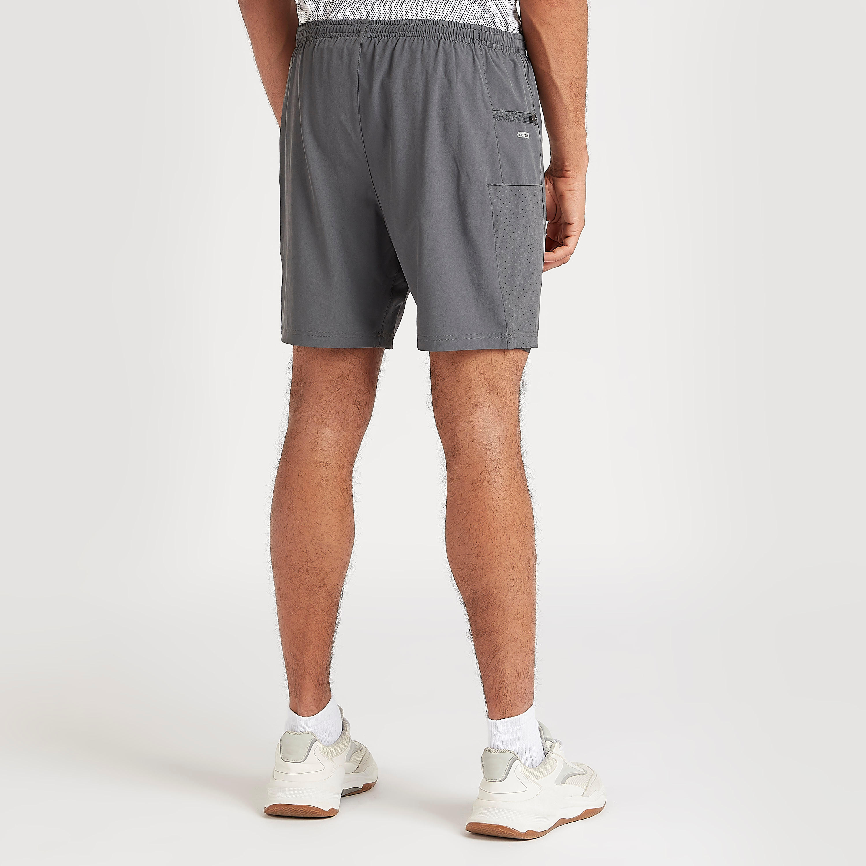 Solid Shorts with Elasticated Waist and Pocket-men-clothing-sportswearandactivewear-bottoms-image-4