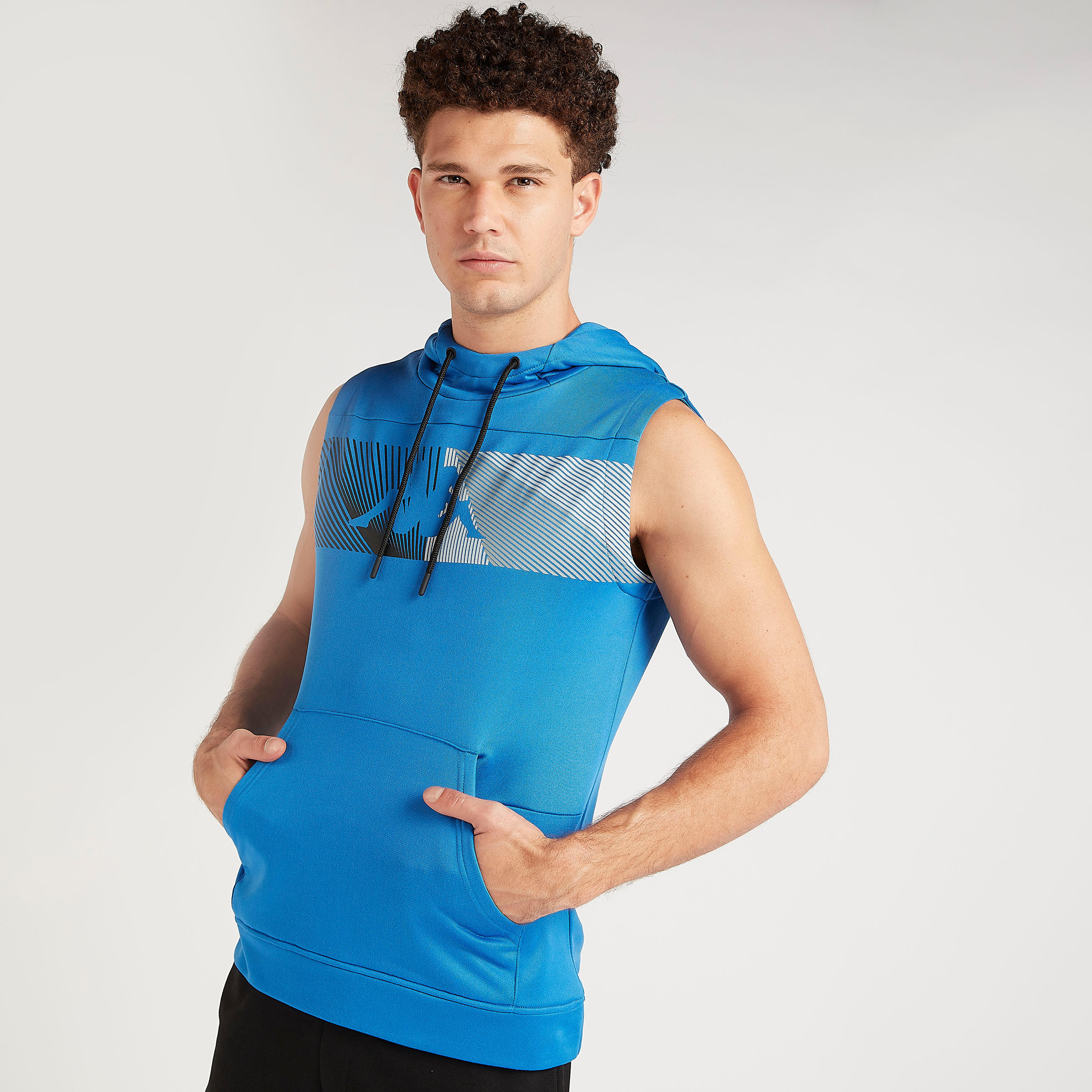 Kappa Printed Sleeveless Hoodie with Kangaroo Pocket-men-winterwear-hoodiesandsweatshirts-image-6