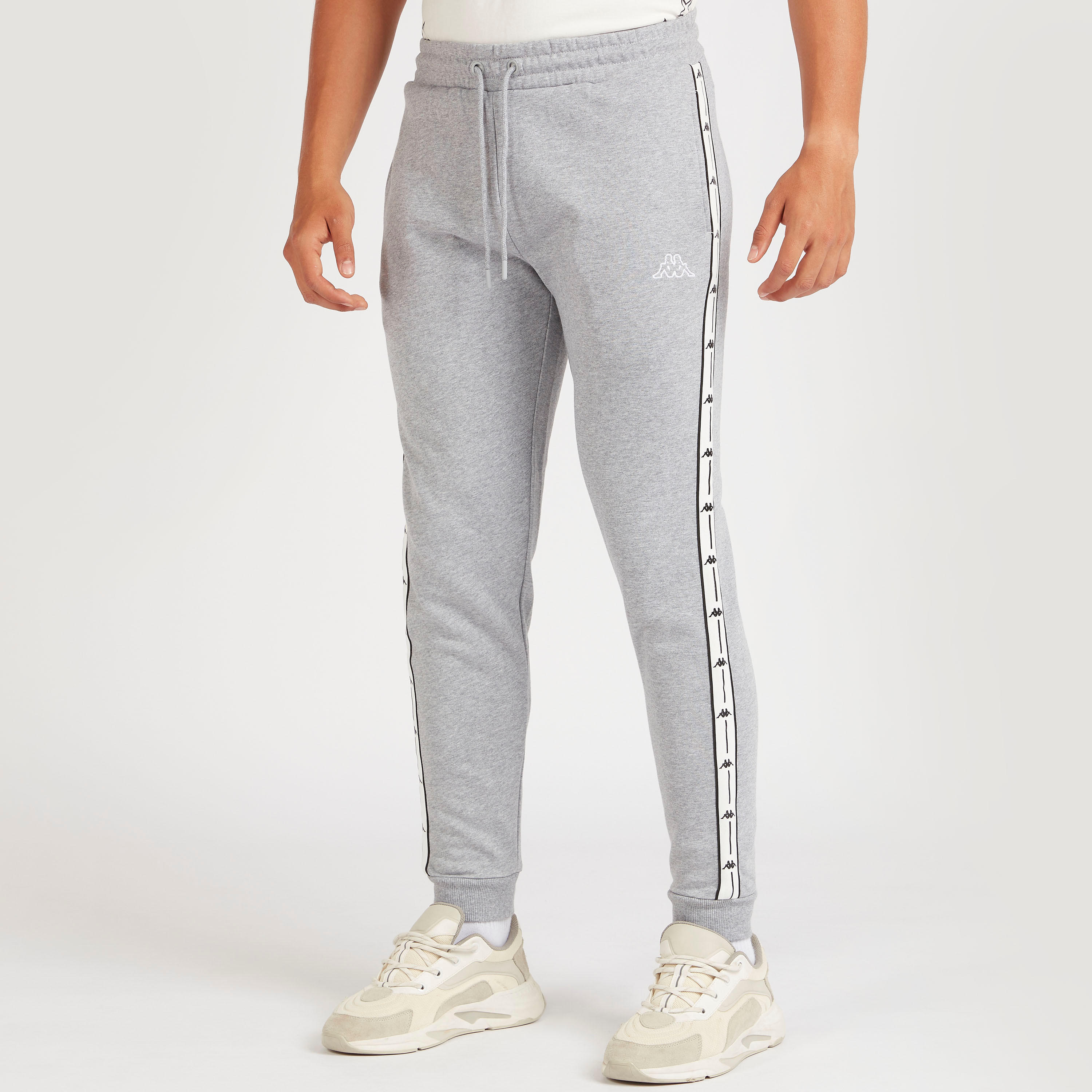 Kappa Solid Tape Detail Joggers with Drawstring Closure-men-clothing-sportswearandactivewear-bottoms-image-1